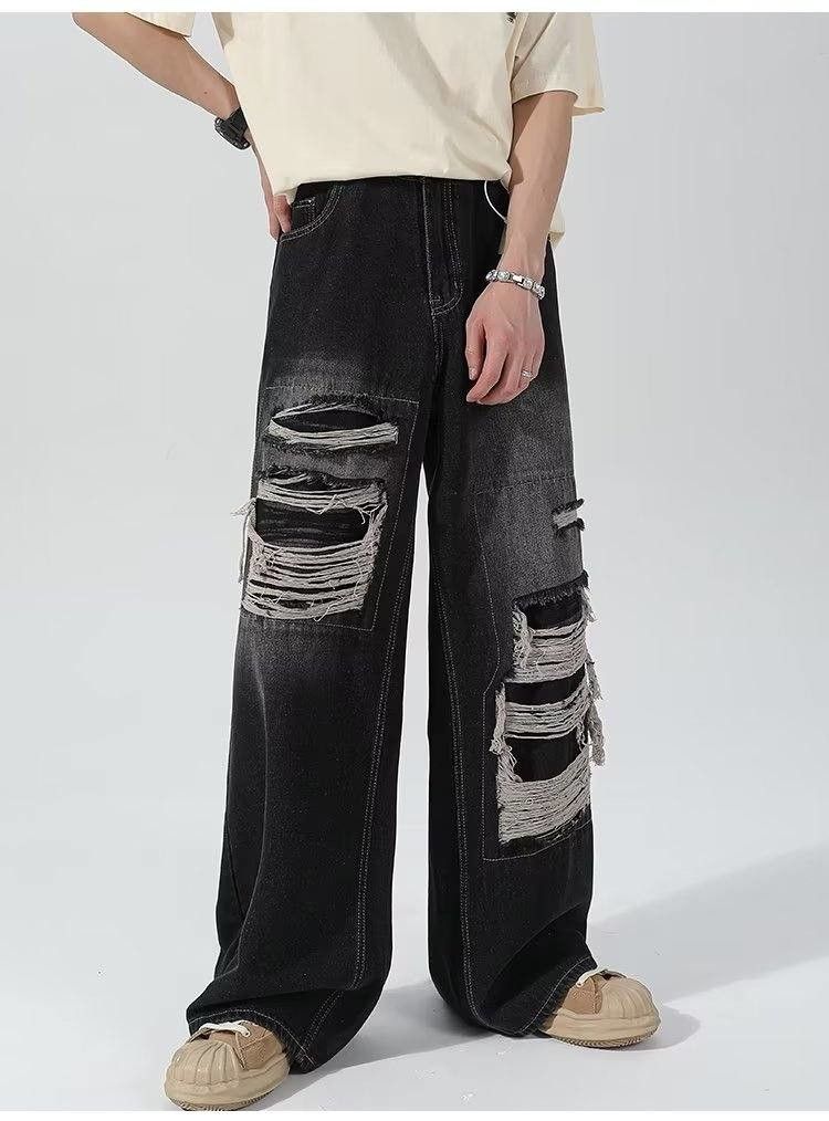 Japanese Brand × Jean Vintage Loose Holes Spliced Jeans Size US 29 - 1 Thumbnail