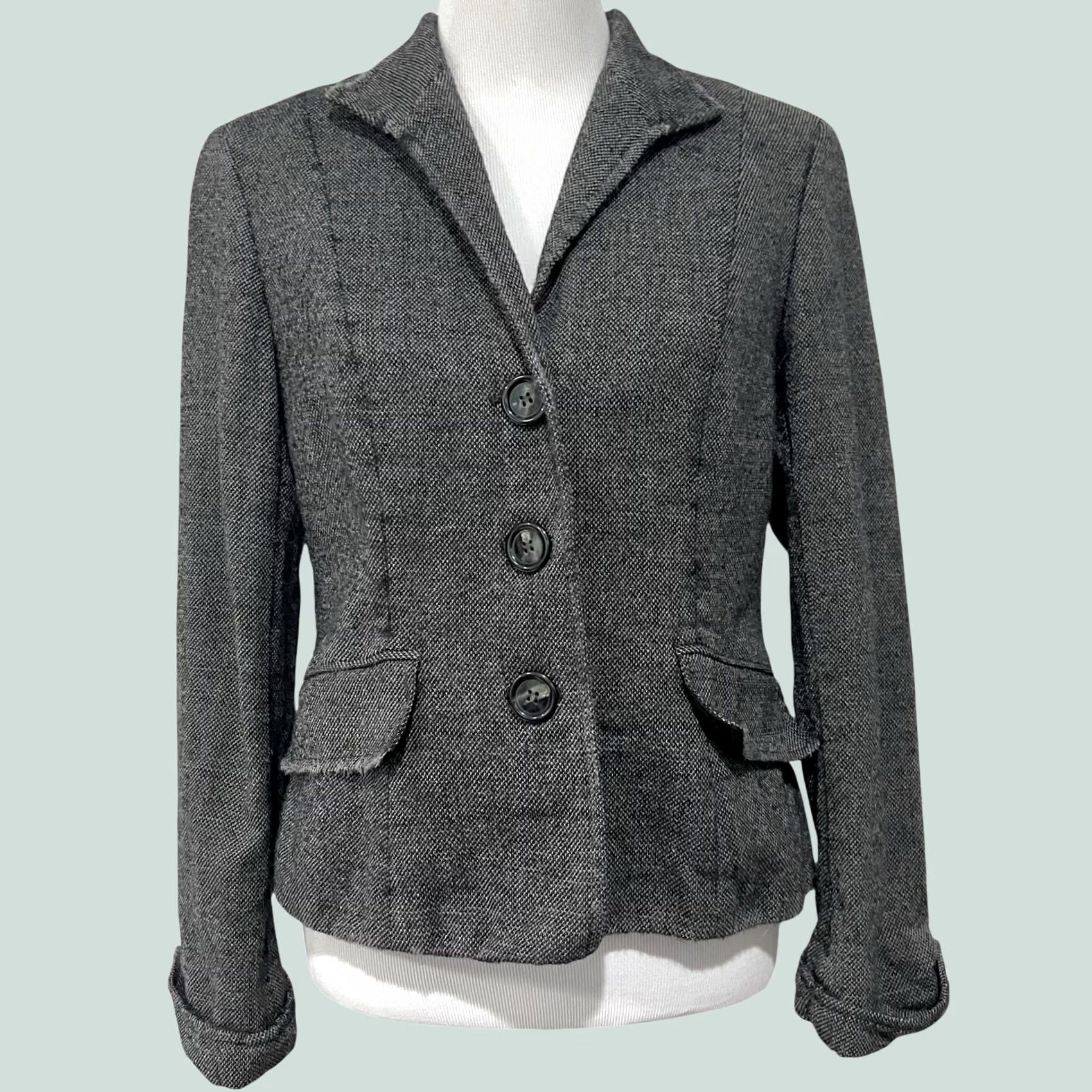 Vintage Lafayette 148 New York Wool Textured Tweed Blazer Sz 12 Stretch Career Luxury Blazer Women Wool Textured Tweed Blazer Gray 12 Size XL / US 12-14 / IT 48-50 - 1 Thumbnail