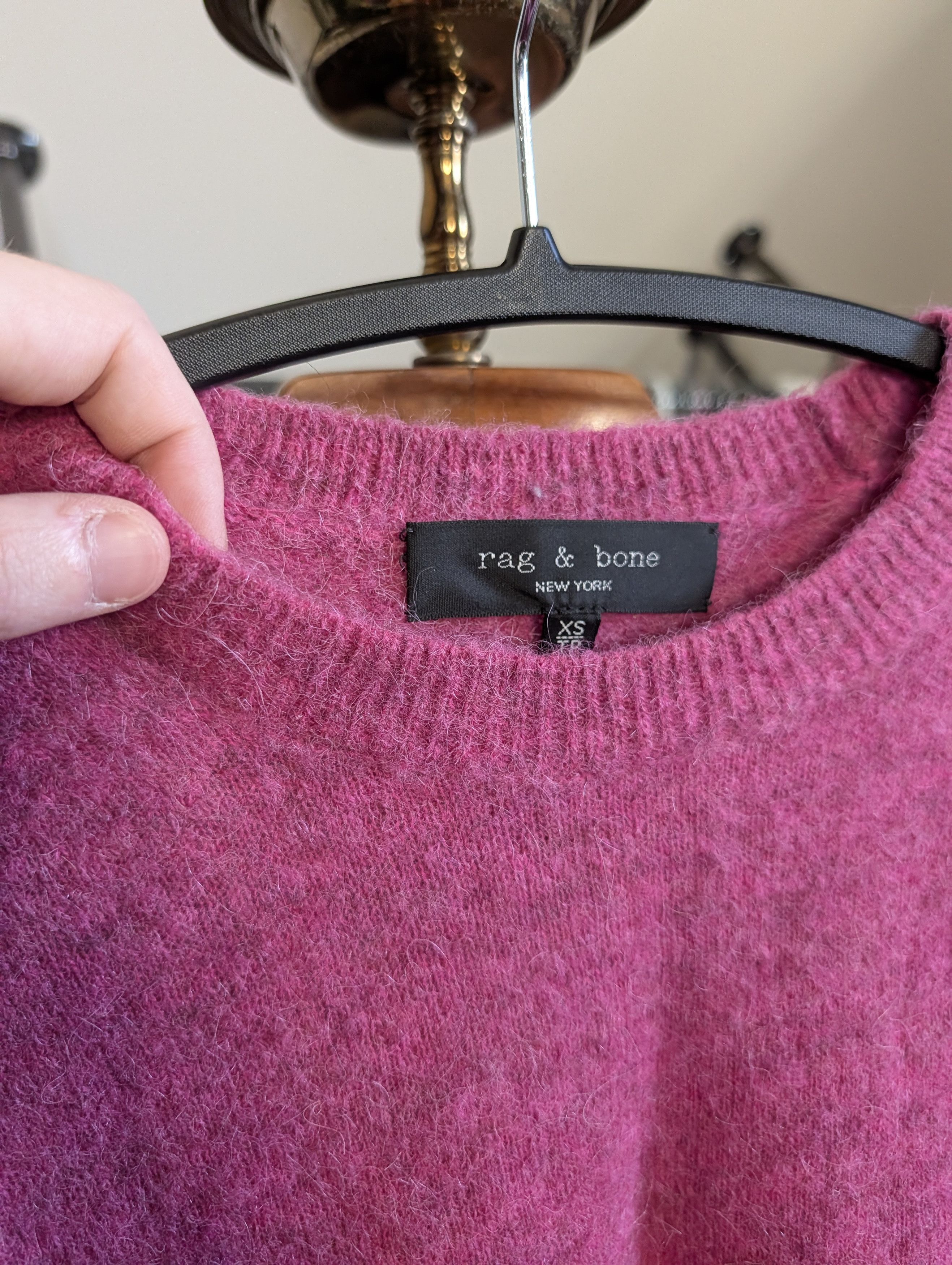 Rag & Bone ALPACA Fuzzy Knit Pink Rock N Roll Sweater XS Size US XS / EU 42 / 0 - 5 Thumbnail