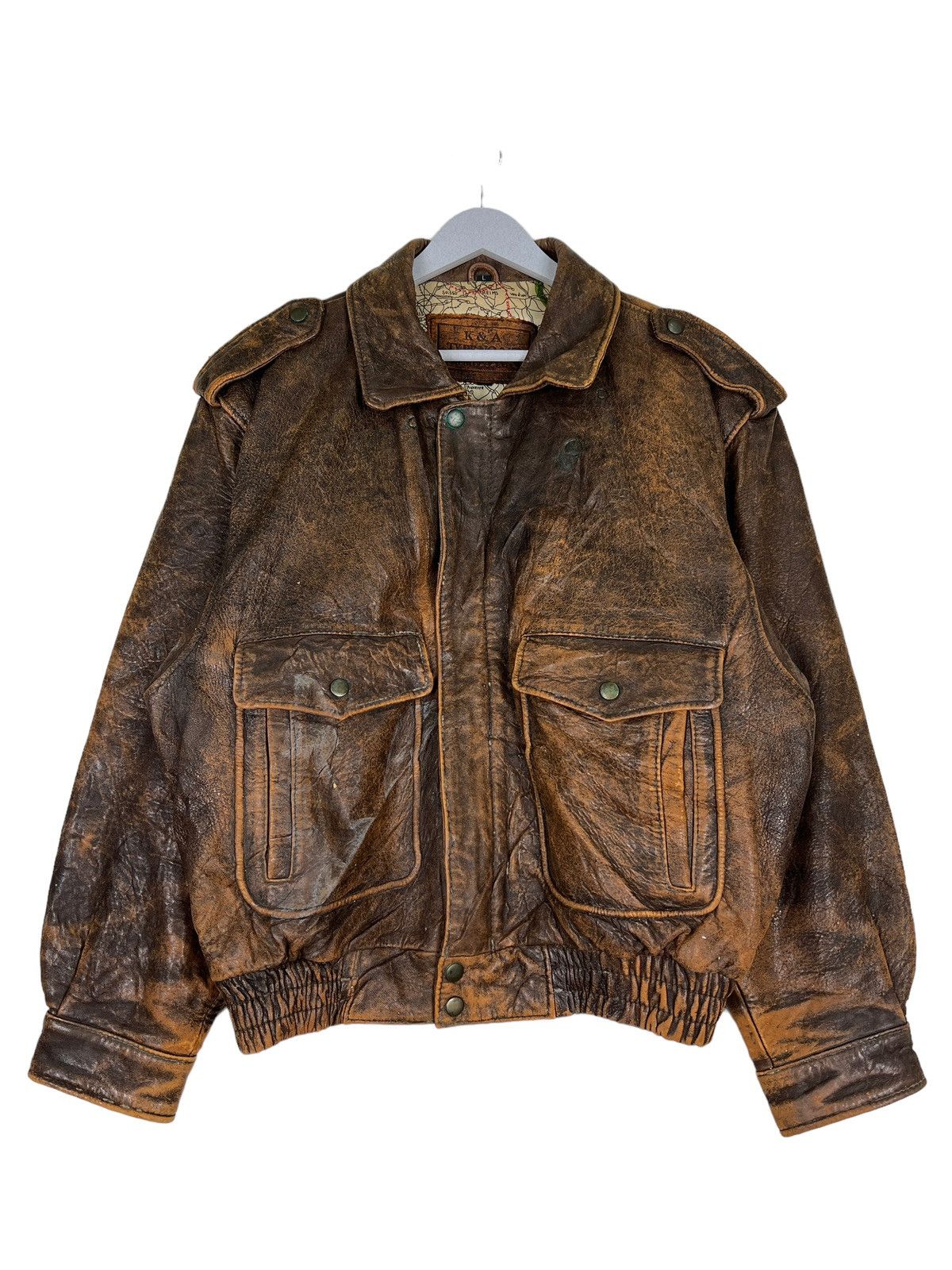 Japanese Brand 🔥 TRUE VINTAGE K&A LEATHER BOMBER JACKET Size US L / EU 52-54 / 3 - 2 Thumbnail