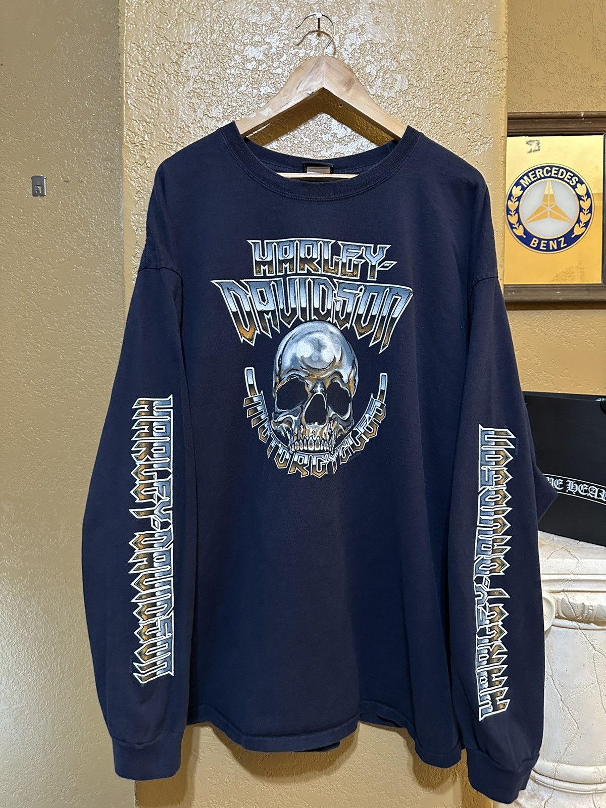 Harley Davidson × Vintage SICK 3XL CHROME SKULL HARLEY L/S Size US XXL / EU 58 / 5 - 2 Thumbnail