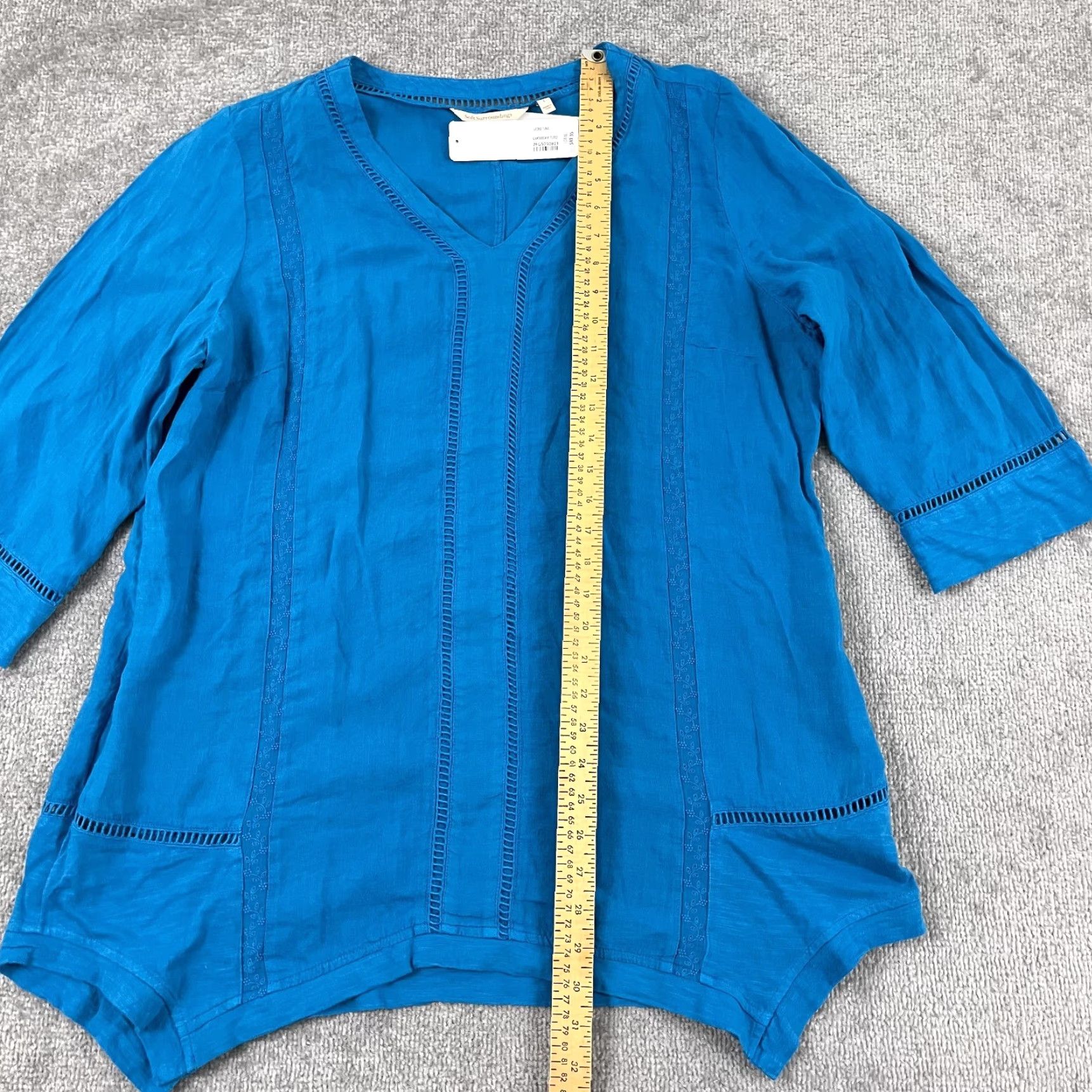 Soft Surroundings Soft Surroundings Leonie Tunic Top Womens Large 14-16 Caribbean Turquoise Linen Size L / US 10 / IT 46 - 4 Thumbnail