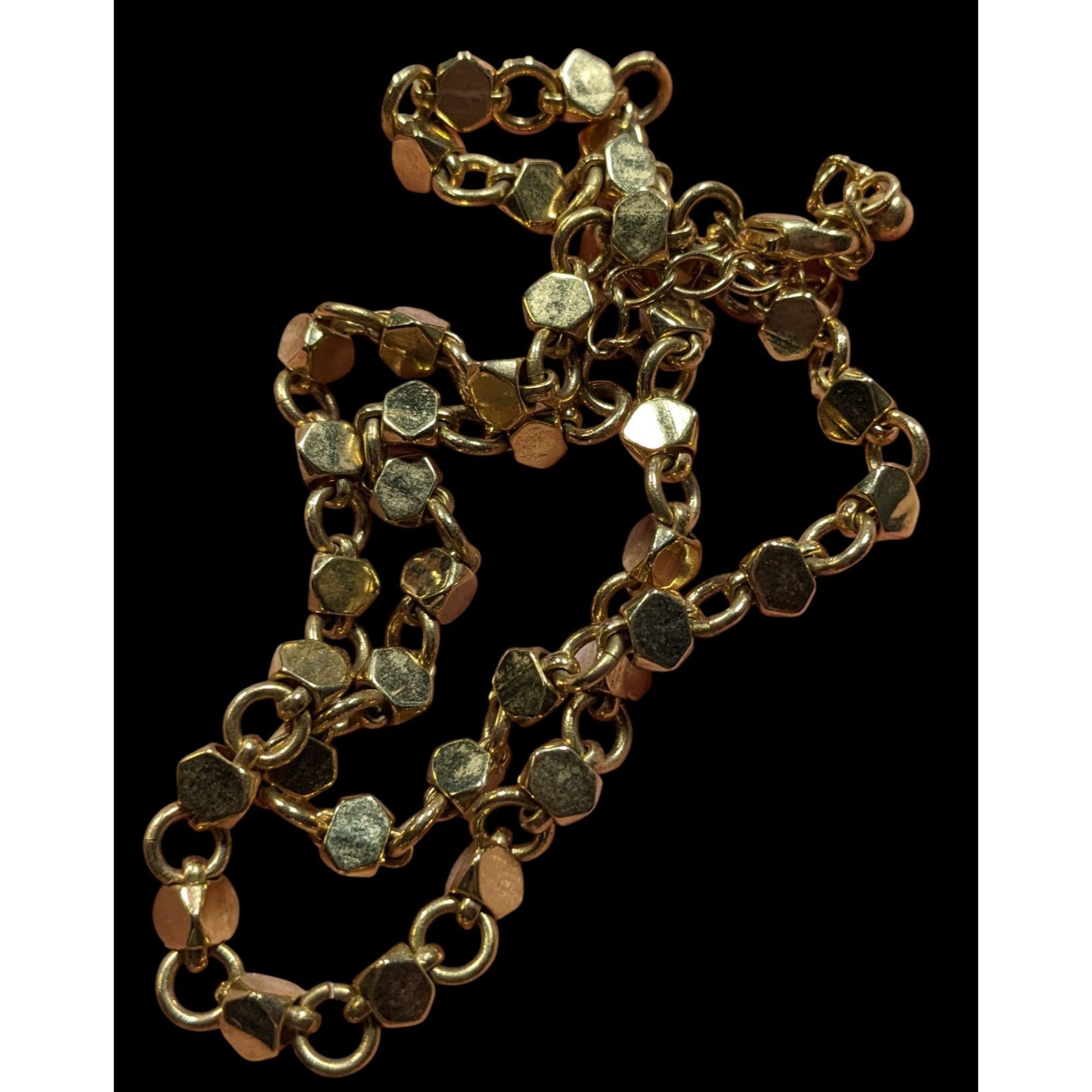 Other Vintage Geometric Hexagonal Beaded Gold Tone Chain Necklace Size ONE SIZE - 3 Thumbnail