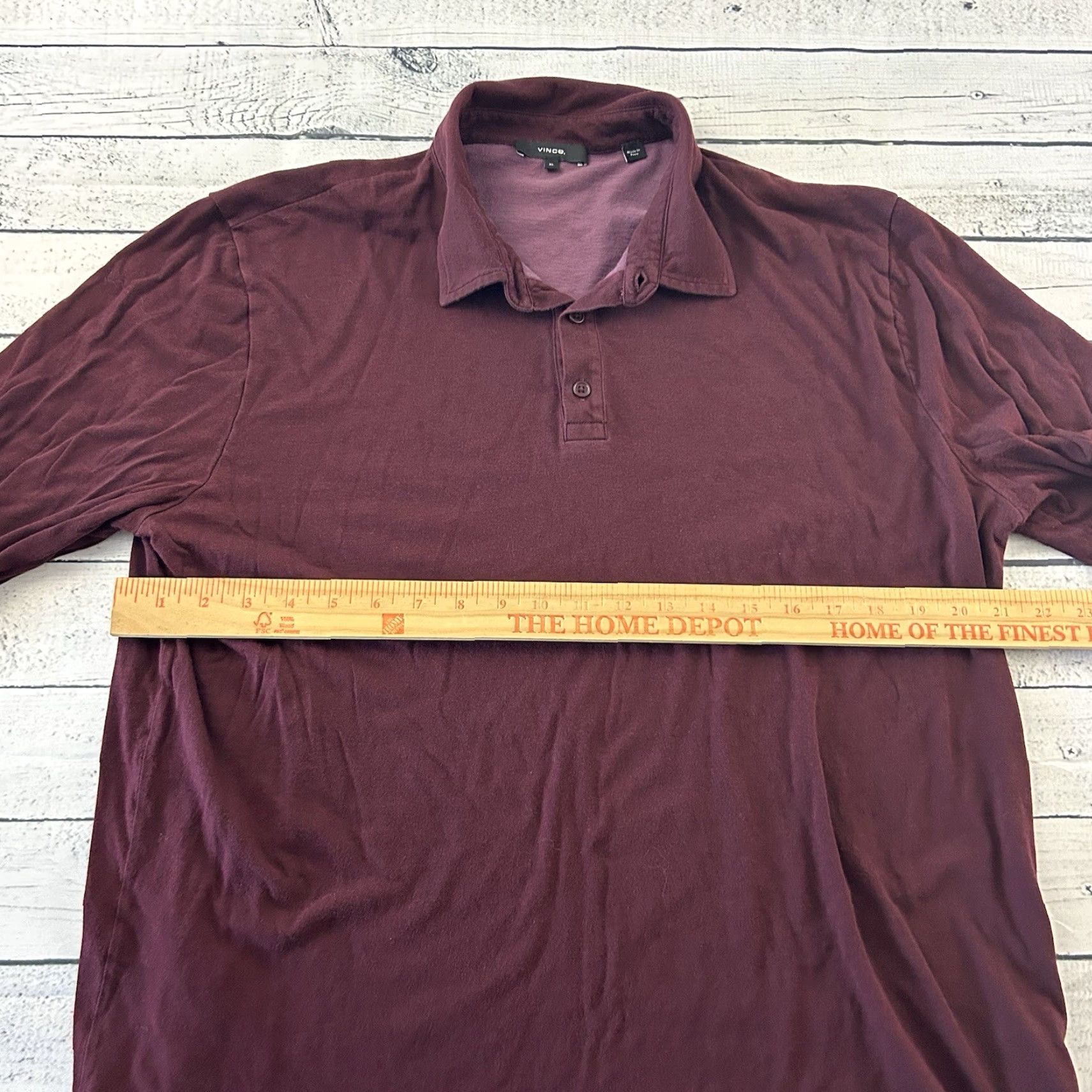 Vince Vince Long Sleeve Button-Front Rugby Shirt Men's XL Maroon Size US XL / EU 56 / 4 - 4 Thumbnail