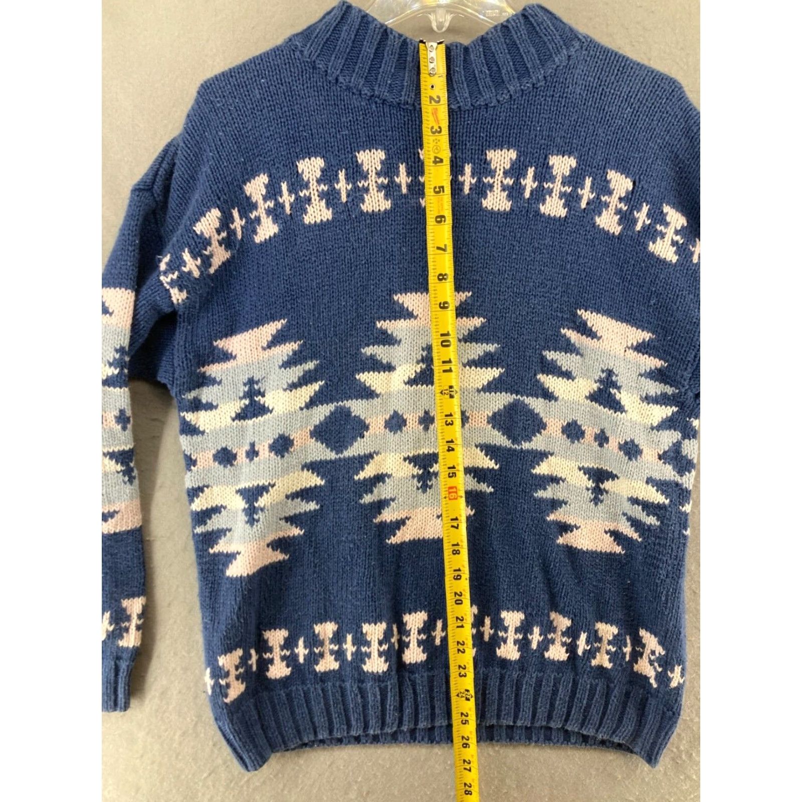 Vintage NUOVO Women's Sweater Medium Blue Geometric Knit Pullover 80s 90s Size M / US 6-8 / IT 42-44 - 3 Thumbnail