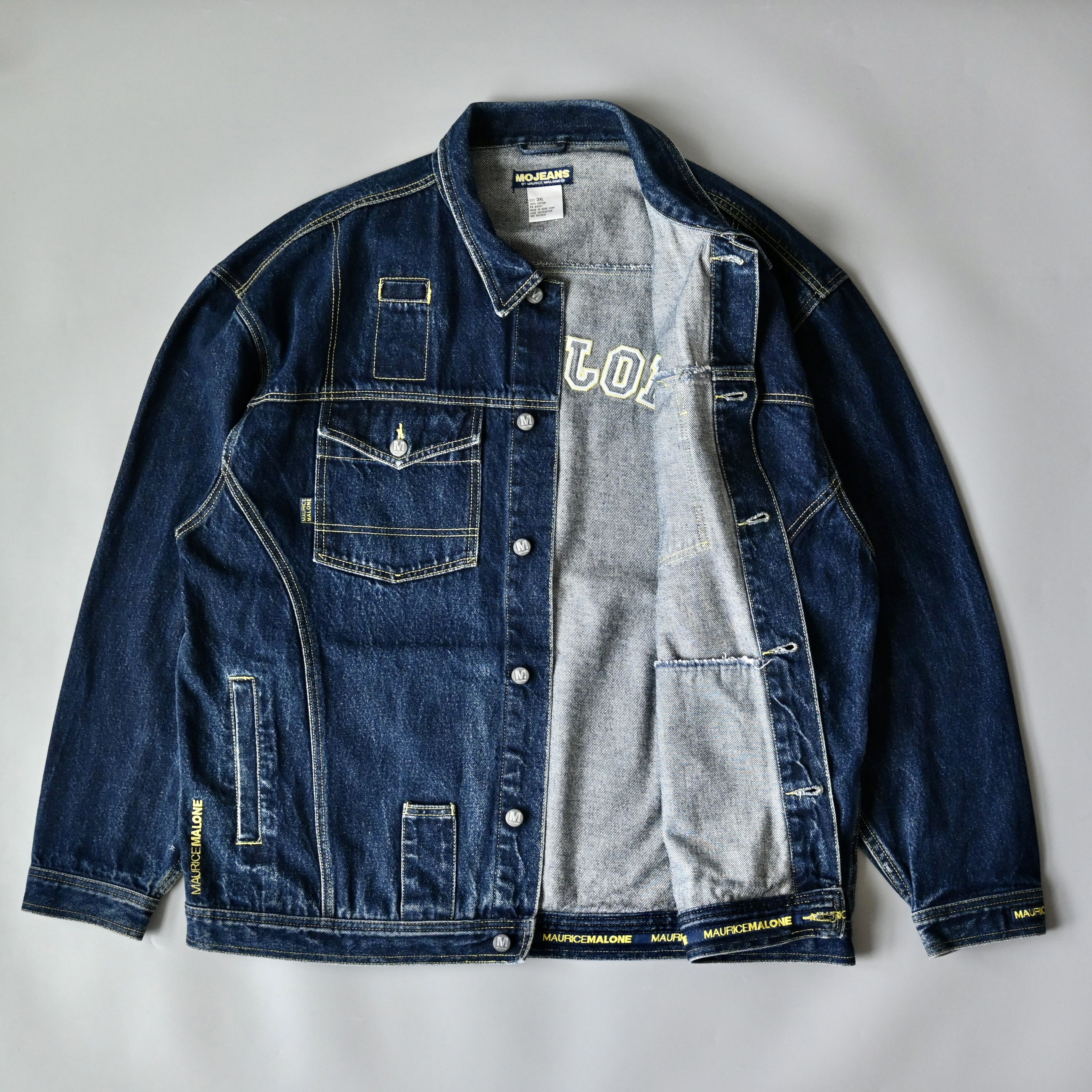 Vintage VTG MO JEANS by Maurice Malone reflective logo denim trucker Size US XXL / EU 58 / 5 - 3 Thumbnail