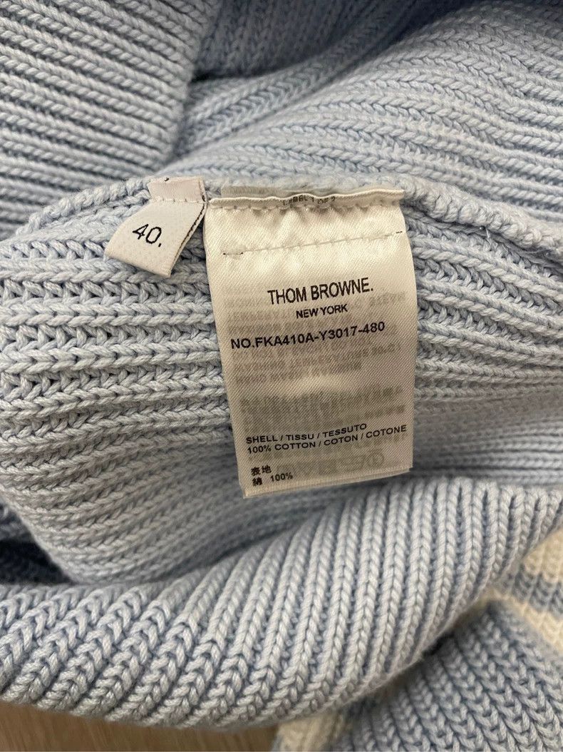 Thom Browne Thom Browne Smog blue jacquard thick round neck knit sweat Size S / US 4 / IT 40 - 6 Thumbnail