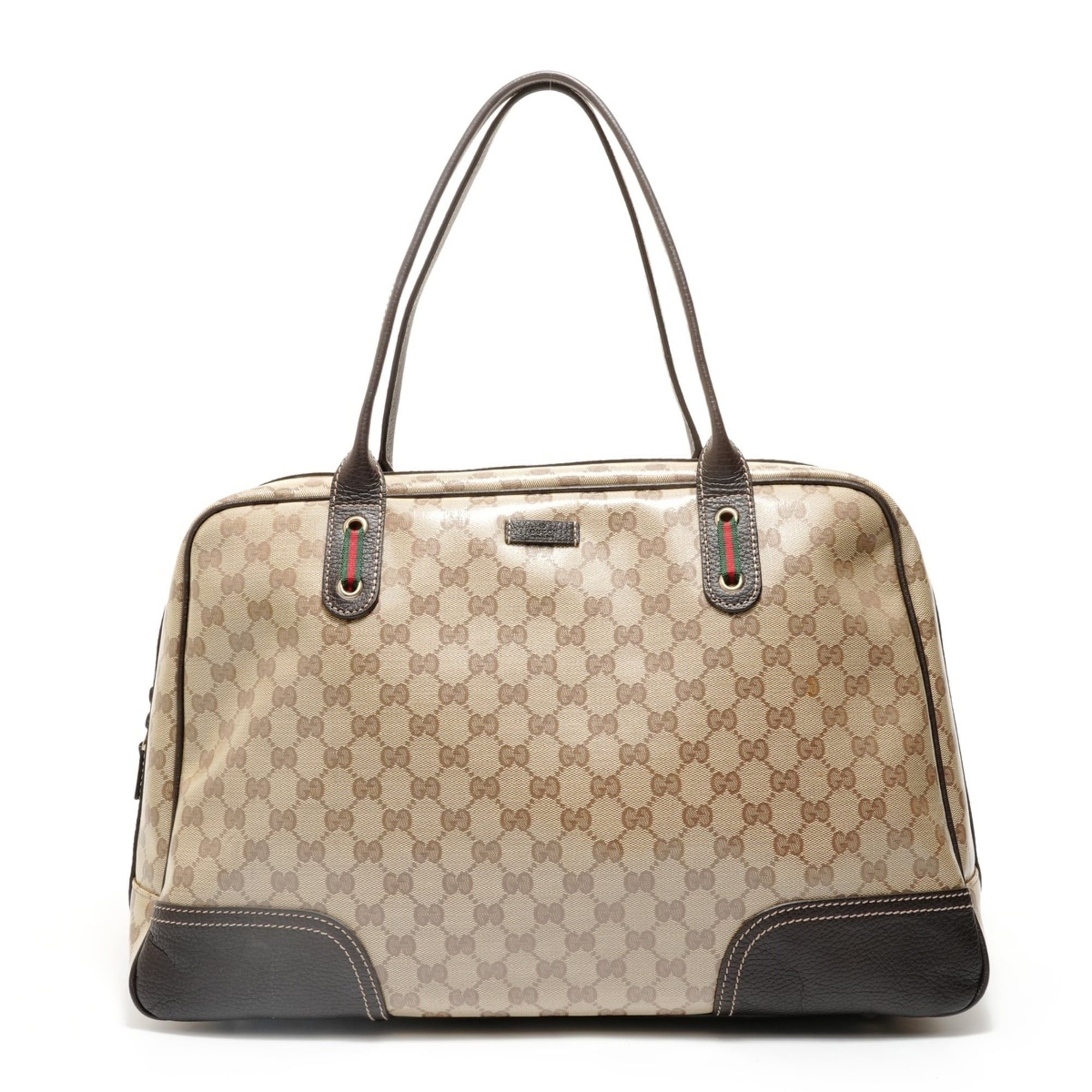Gucci Gucci Sherry Line GG Crystal Gold Hardware Canvas Boston Bag Beige Size ONE SIZE - 1 Thumbnail