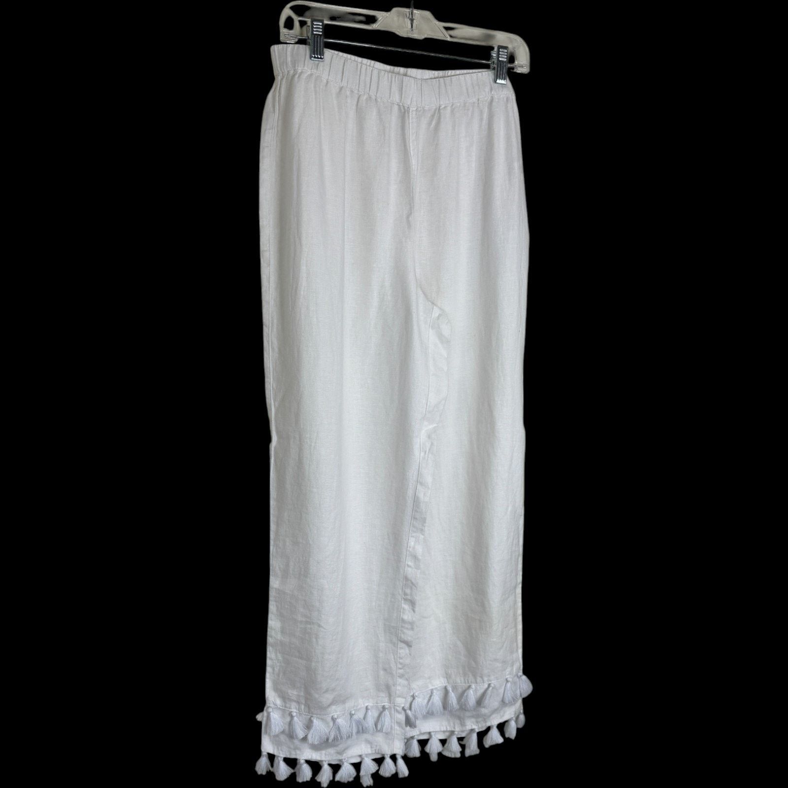 Rachel Zoe Rachel Zoe Linen Pants M White Tassel Wide Leg 100% Linen Size 26" / US 2 / IT 38 - 5 Thumbnail