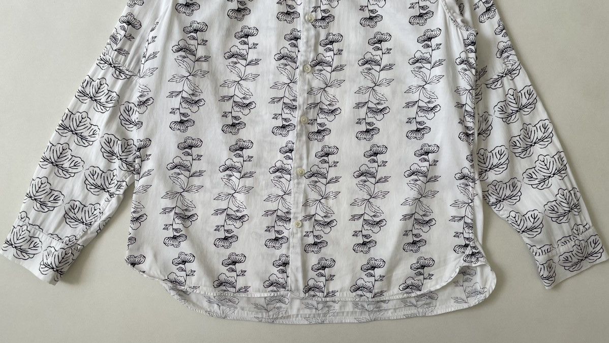 Ann Demeulemeester White Cotton Shirt With Black Flower Print Size US L / EU 52-54 / 3 - 6 Thumbnail