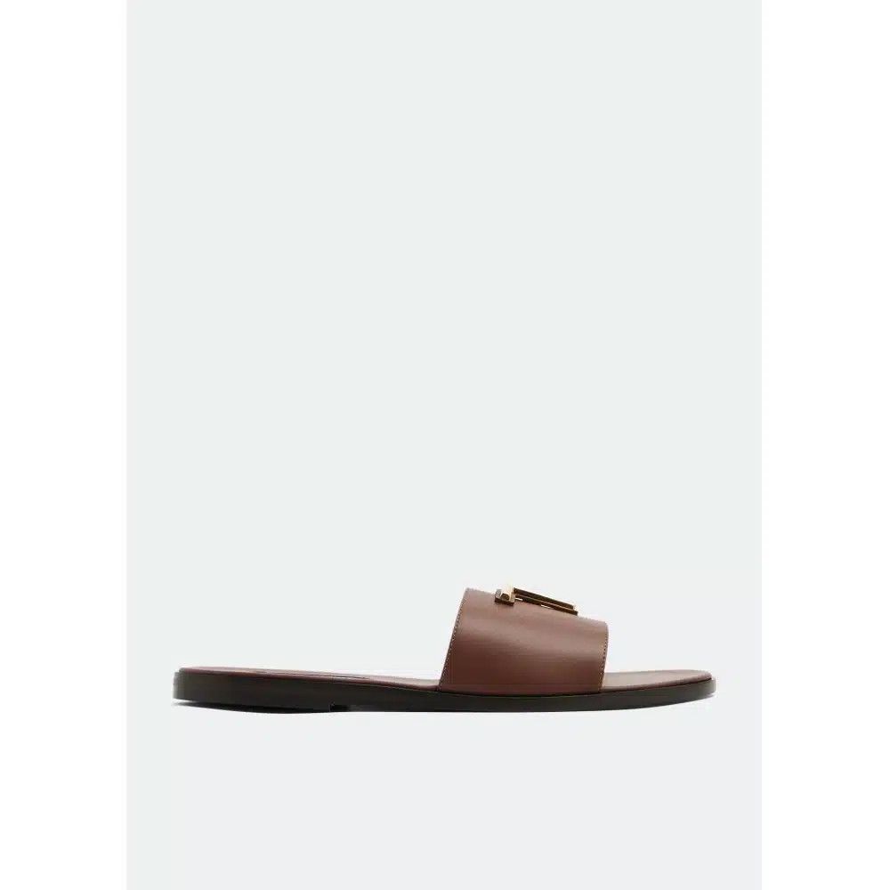 o1loc1c0525 J1430 Brighton Smooth Leather Slides in Brown