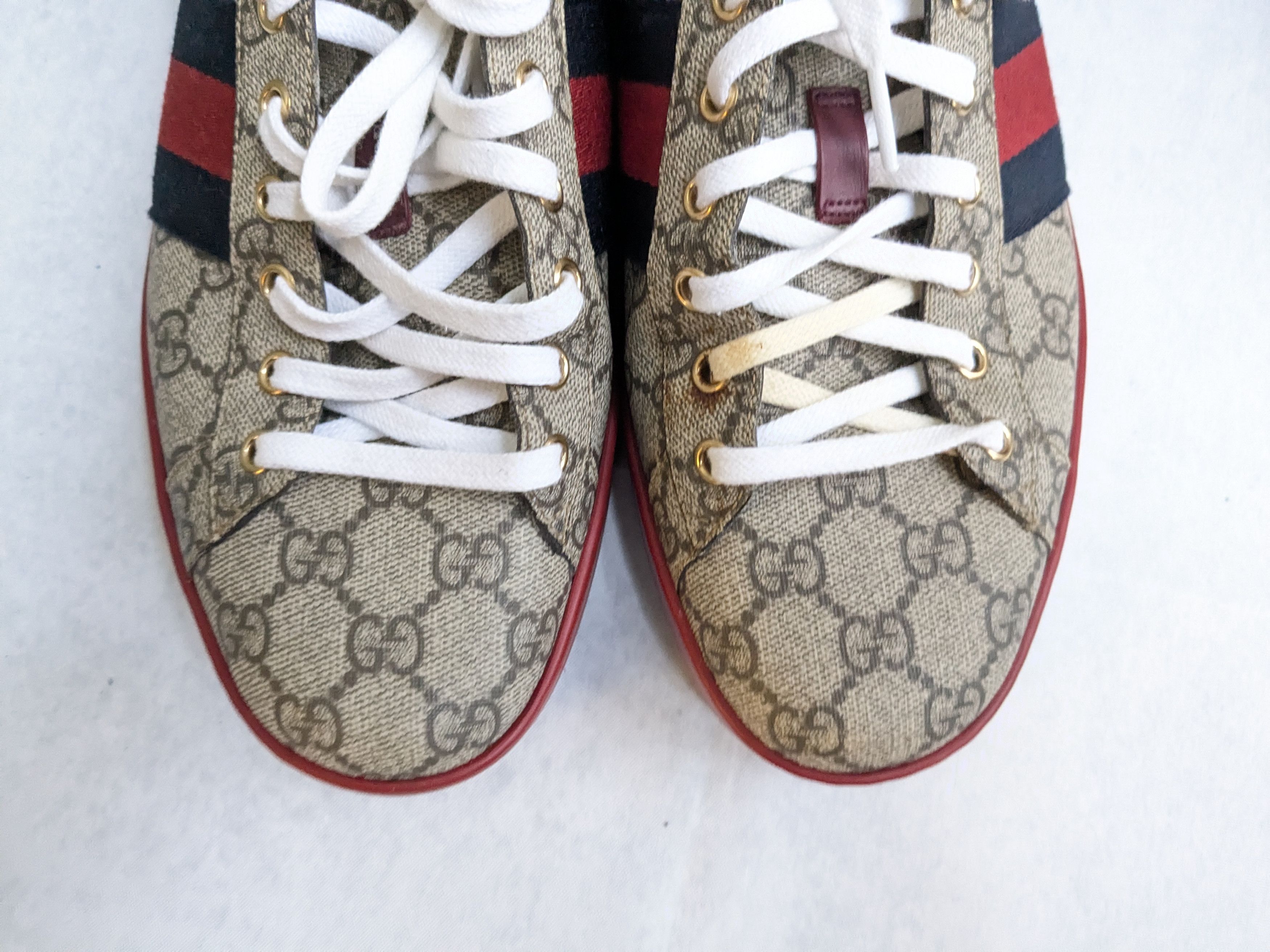 Gucci Gucci Ace Supreme Sneakers 10.5 Monogram Logo Red Size US 10.5 / EU 43-44 - 2 Thumbnail