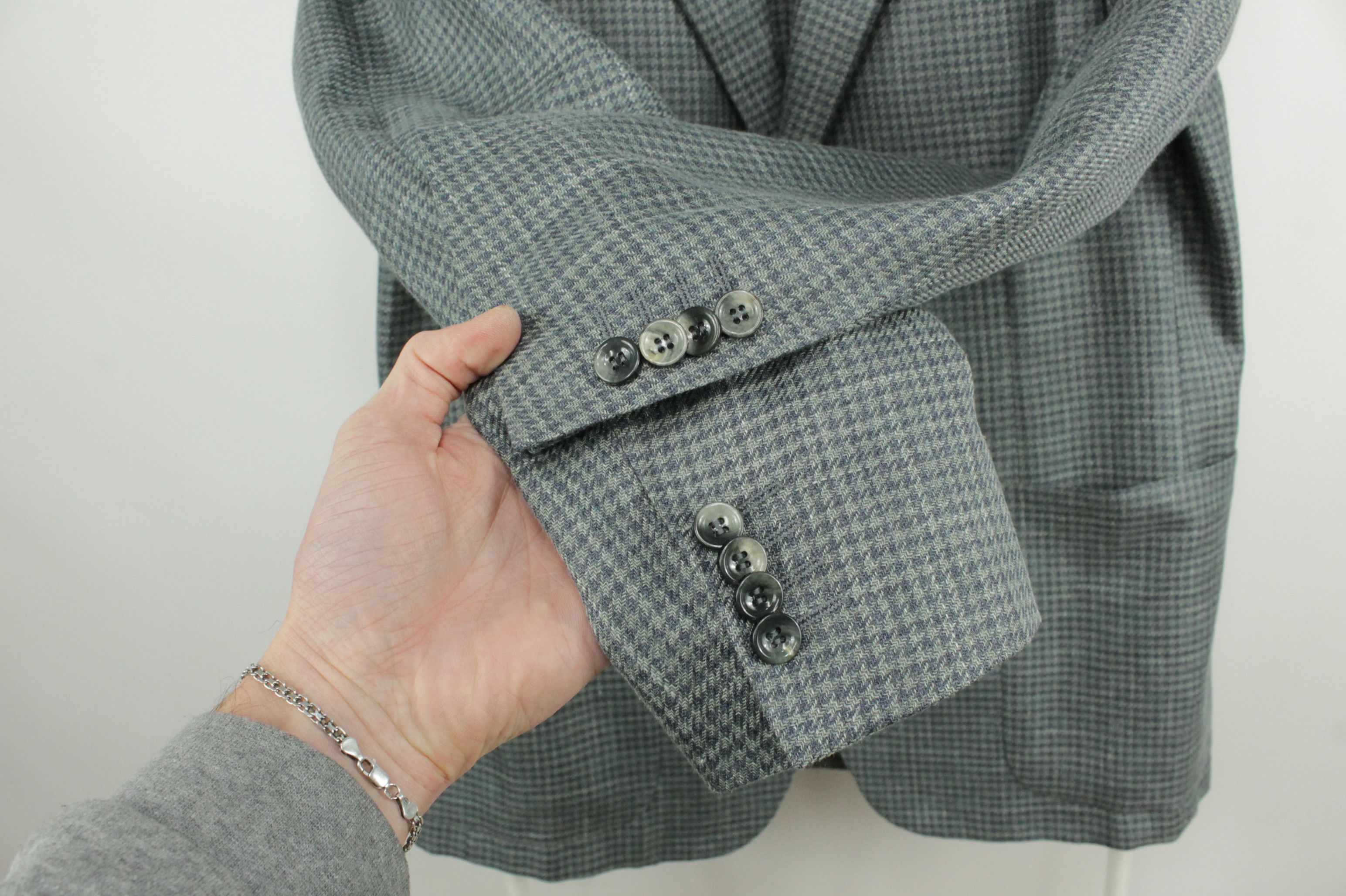 Canali Canali Kei Houndstooth Unlined Linen Silk Wool Sport Jacket Size US L / EU 52-54 / 3 - 4 Thumbnail