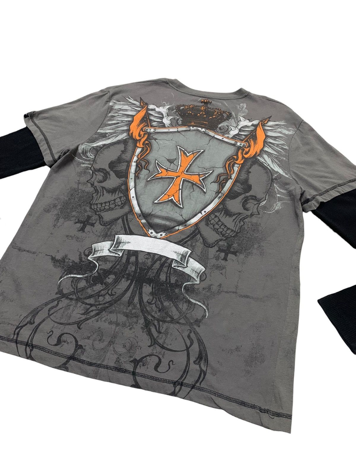 Affliction × If Six Was Nine Y2K MMA Elite Cyber Grunge Double Layer Thermal L/S Tees Size US L / EU 52-54 / 3 - 7 Thumbnail