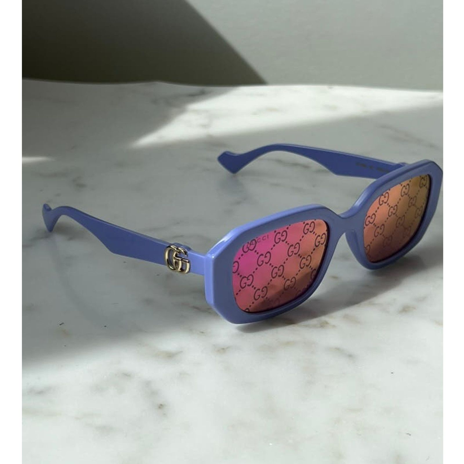 NEW Gucci GG1535S Lilac Logo Mirrored Marmont Sunglasses