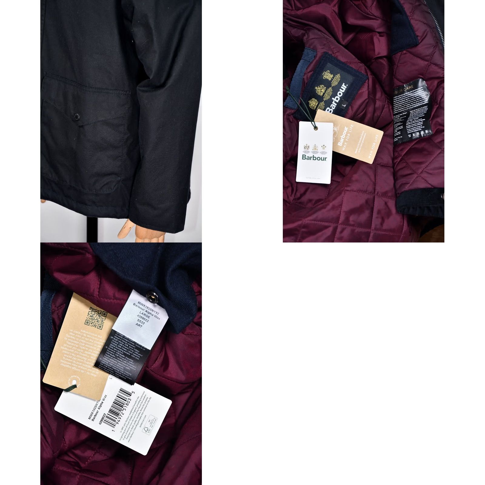 Barbour Barbour Alpha Waxed Hooded Jacket Barbour Alpha Waxed Jacket L Black Mens Wool Cotton Waxed Coat Size US L / EU 52-54 / 3 - 8 Thumbnail