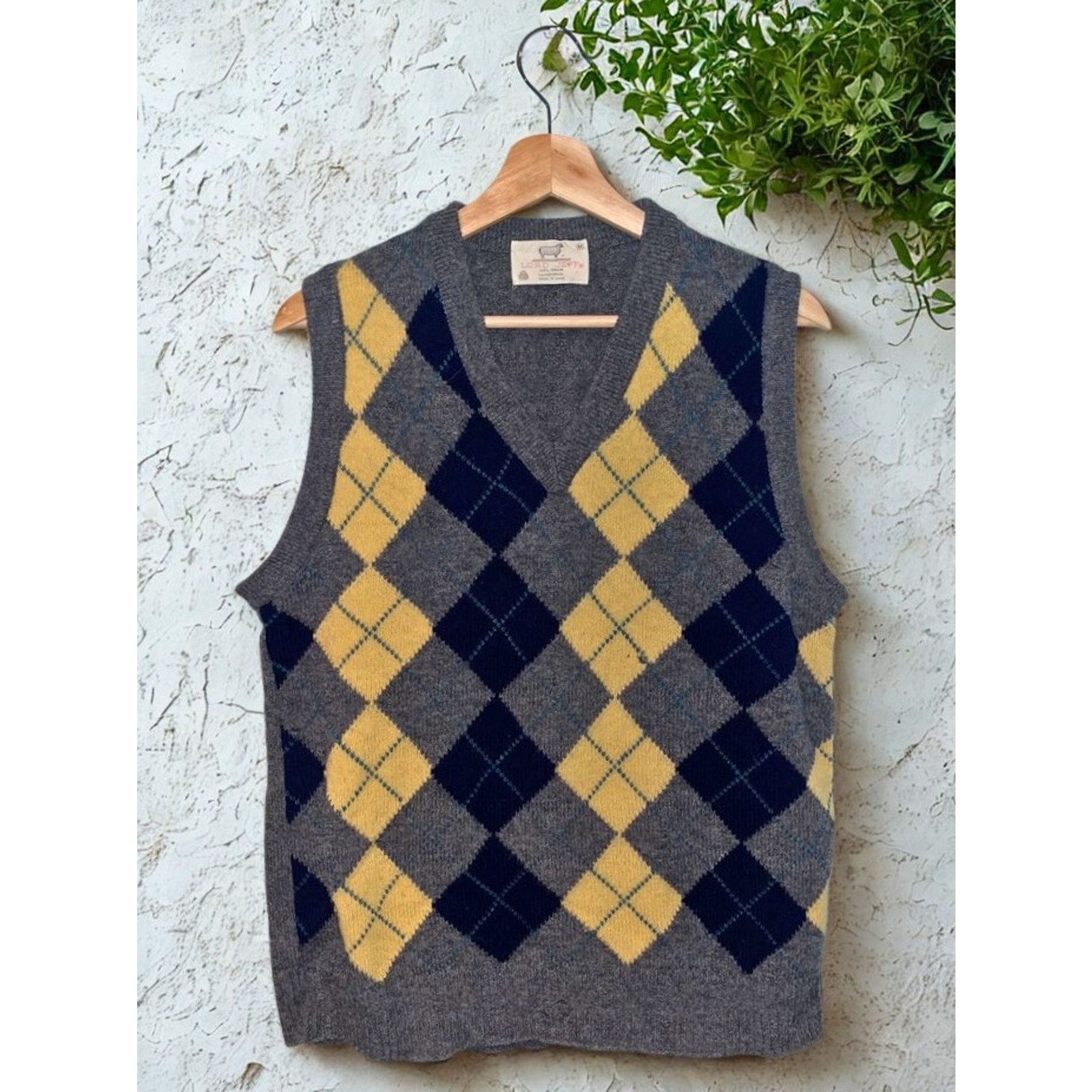 Other Lord Jeff Argyle Shetland Wool Sweater Vest USA Sz M 80s VTG Size US M / EU 48-50 / 2 - 1 Thumbnail