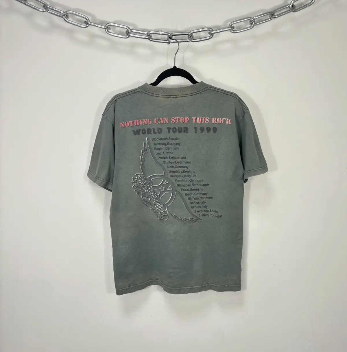 Band Tees × Vintage Vintage Aerosmith 1999 Big Logo Very Rare Rock Tour Tee Size US M / EU 48-50 / 2 - 2 Thumbnail