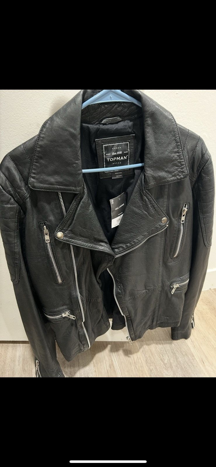 Topman Topman Leather Black Jacket Size US M / EU 48-50 / 2 - 2 Thumbnail