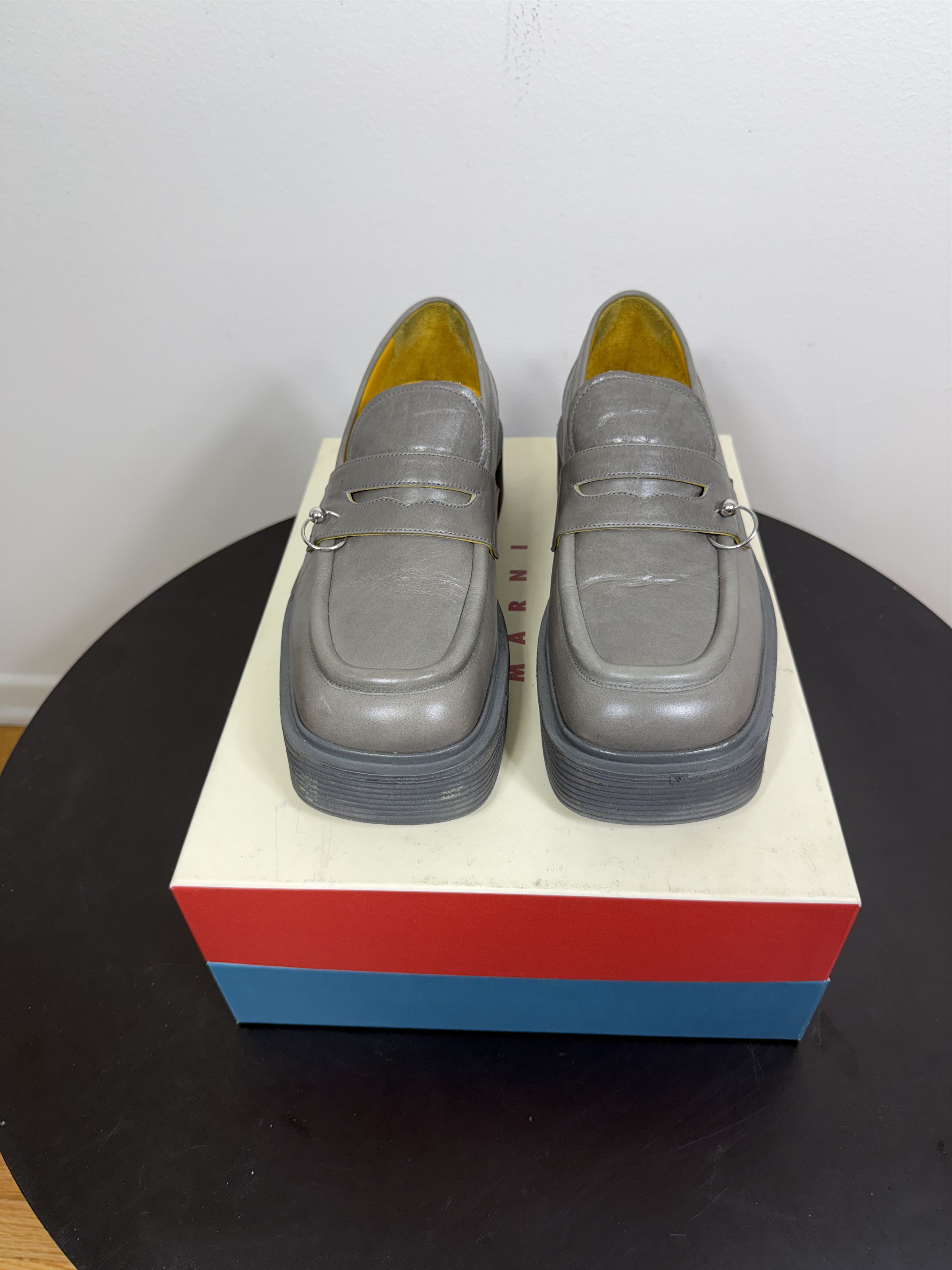 Marni Pierced Gray Leather Loafer Size US 8 / EU 41 - 2 Thumbnail