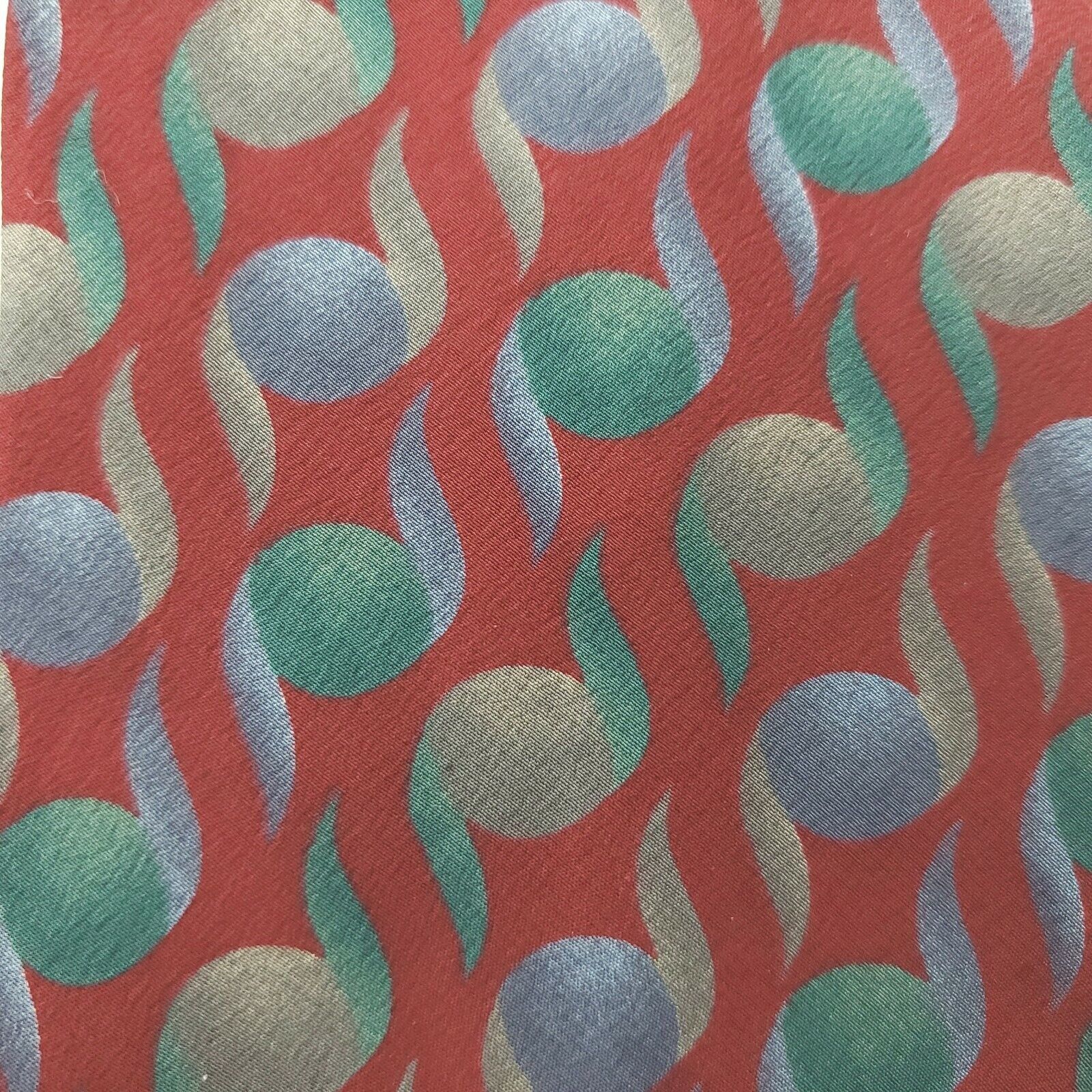 Alexander Julian Alexander Julian Colours Red Abstract Silk Tie Short Wide Size ONE SIZE - 2 Thumbnail