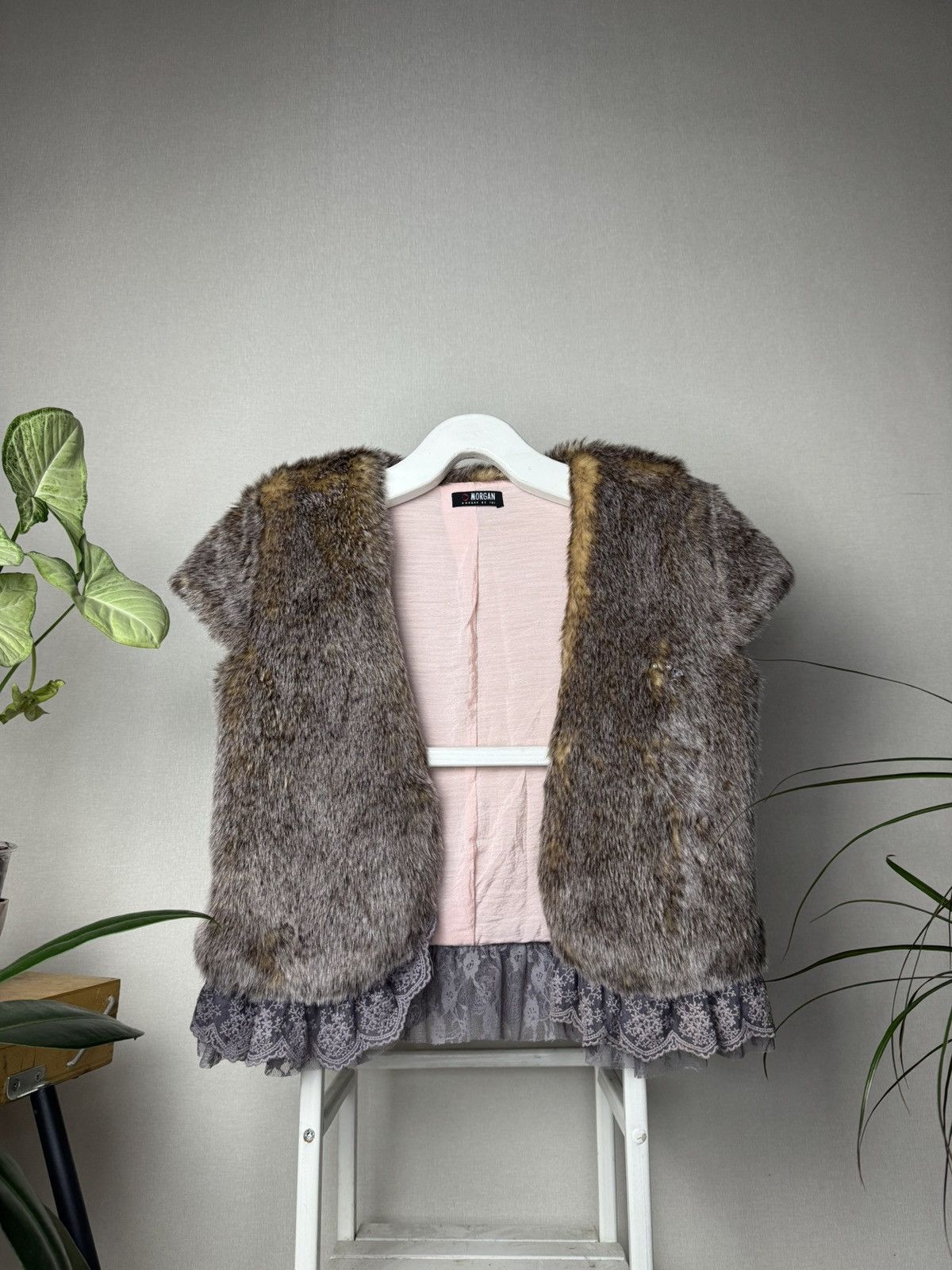 Japanese Brand Morgan Y2K Faux Mink Fur Vest ifsixwasnine goa LGB mohair Size S / US 4 / IT 40 - 2 Thumbnail