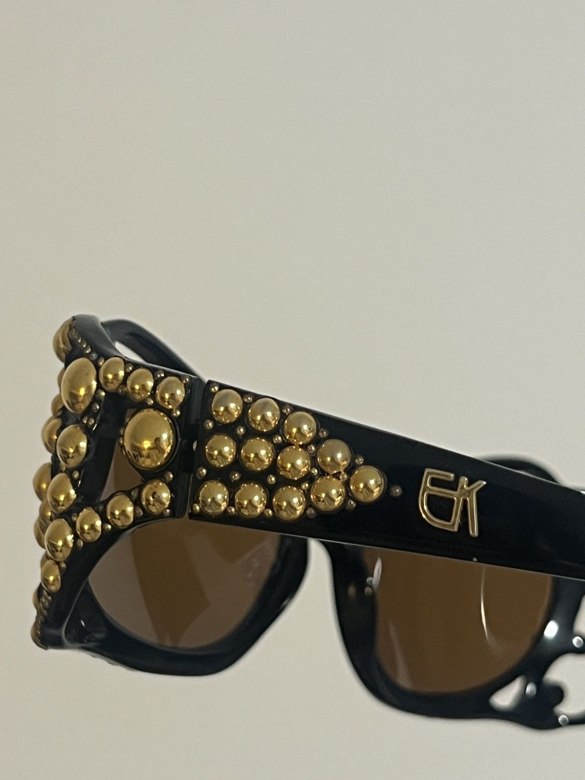 Emmanuelle Khanh Vintage Emmanuelle Khanh Golden Studded Sunglasses Size ONE SIZE - 13 Thumbnail