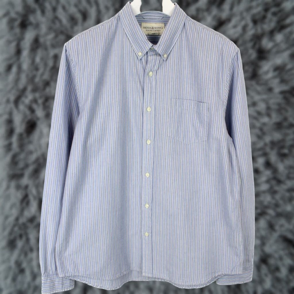 Ralph Lauren Ralph Lauren Denim & Supply Shirt Men's XL Button-Down Pinstriped Pocket Size US XL / EU 56 / 4 - 1 Thumbnail