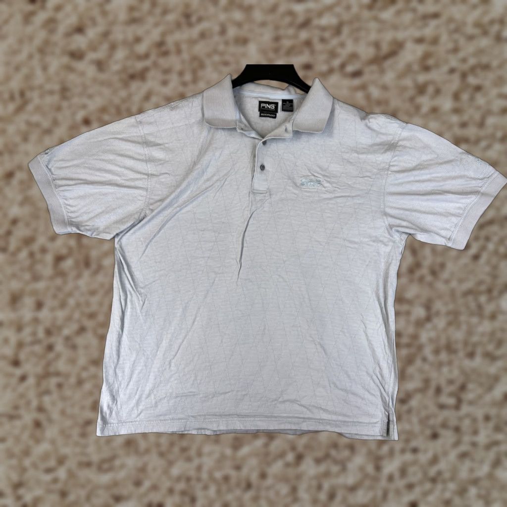Vintage VINTAGE Ping Golf Polo Shirt Mens XL Gray 100% Cotton Knit Short Sleeve Logo Embroidered 1990s Mens Sports Golf Shirt Size US XL / EU 56 / 4 - 1 Thumbnail