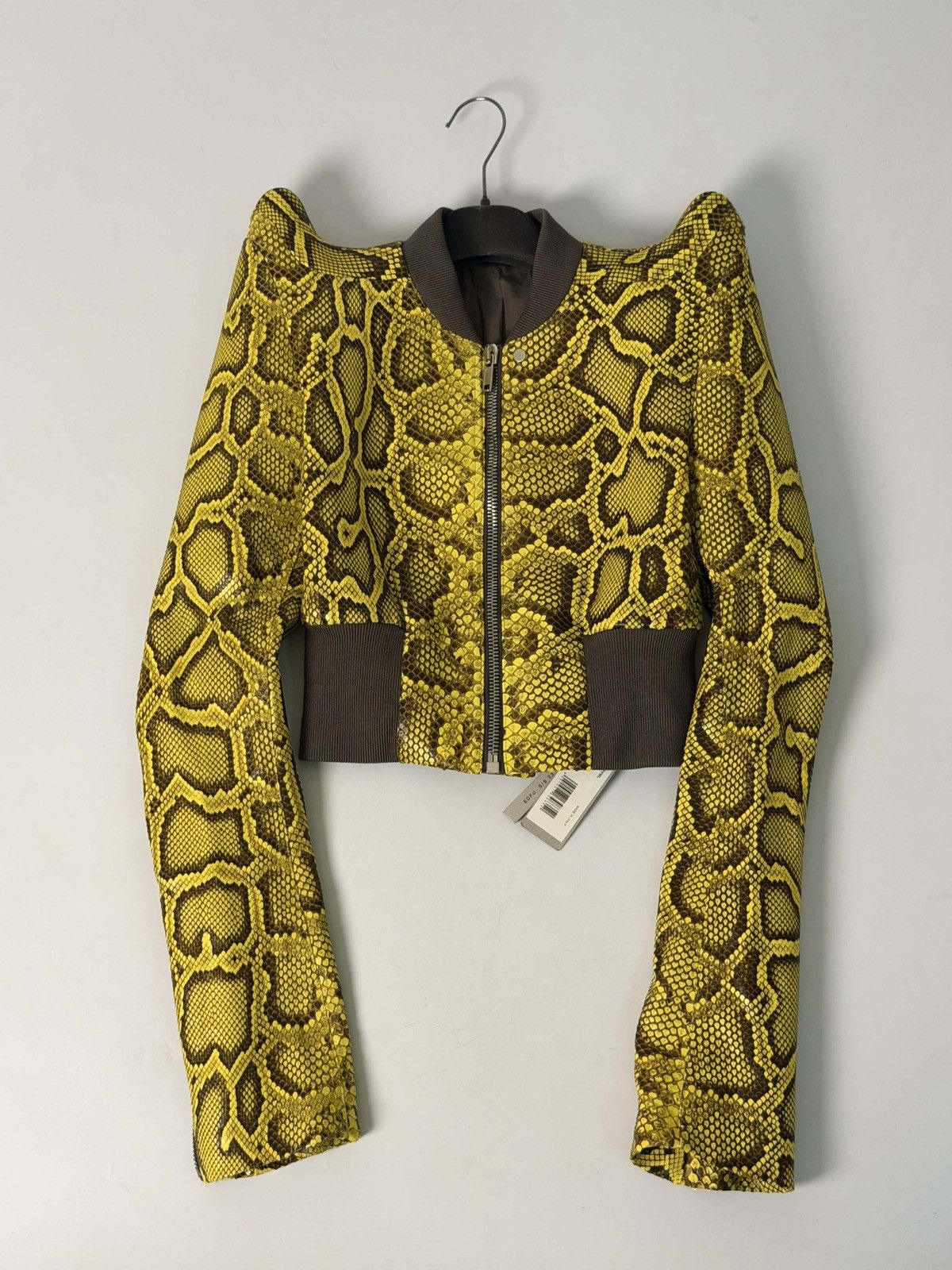 Rick Owens SS23 Rick Owens Python Leather Bomber Jacket in Lemon Yellow Size S / US 4 / IT 40 - 1 Thumbnail
