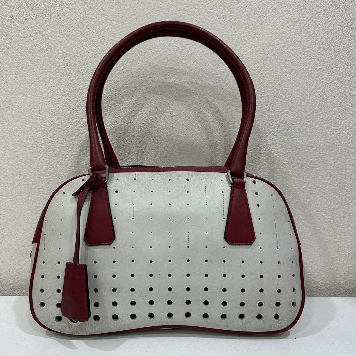 Prada PRADA VINTAGE 2000’s BOWLING BAG PERFORATED LEATHER Size ONE SIZE - 3 Thumbnail
