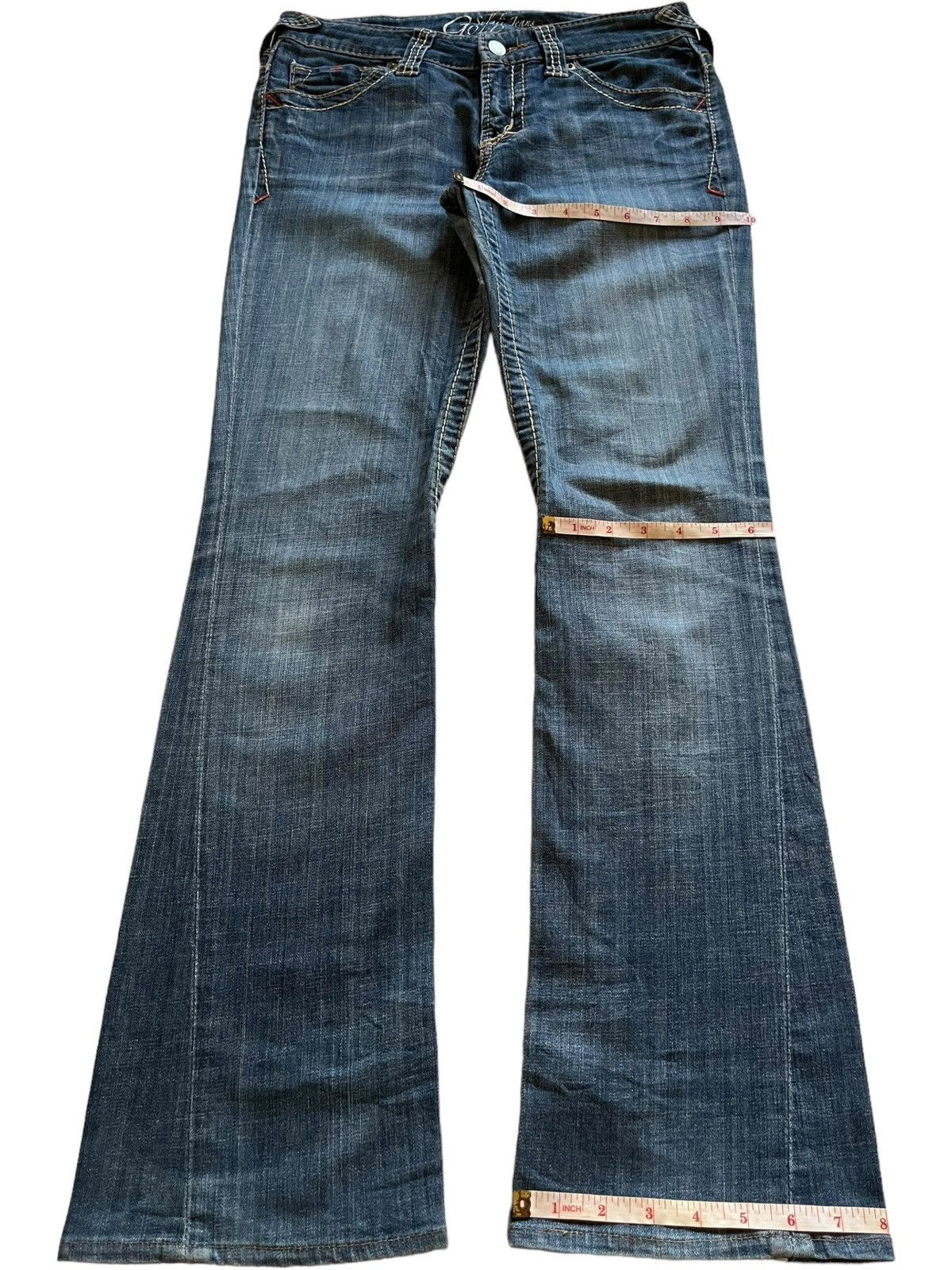 Japanese Brand Vintage Japanese Brand Blue Wash Embroidered Flare Jeans Size 29" - 13 Thumbnail