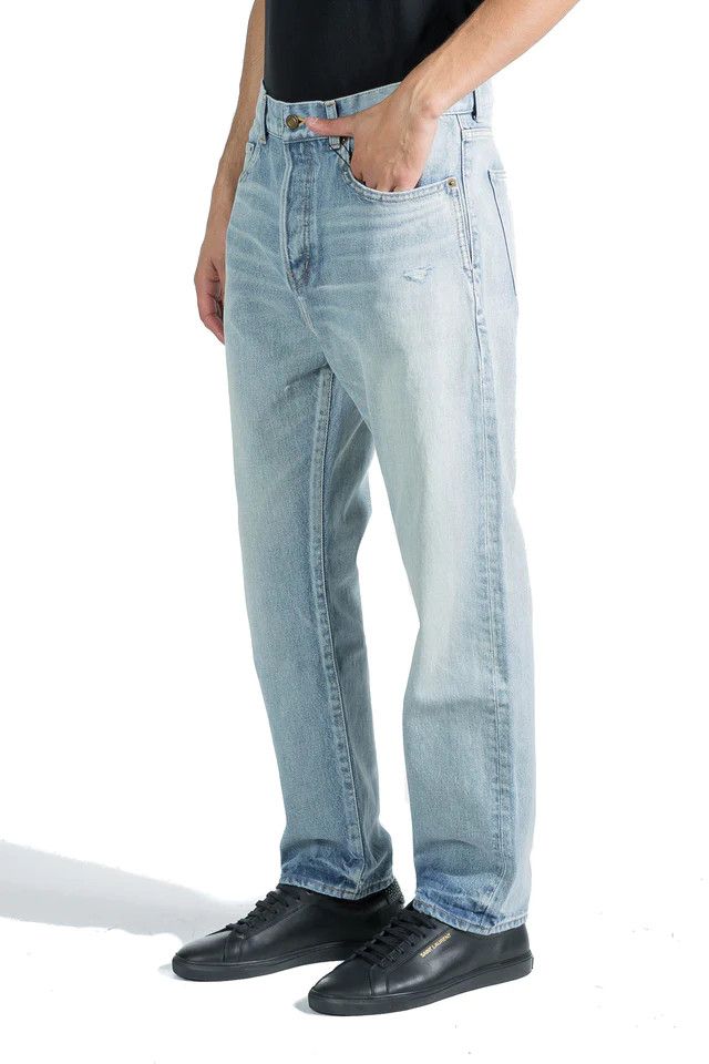 image of Saint Laurent Paris NWT $928 - High Waisted Straight Jeans in Blue, Men's (Size 30)