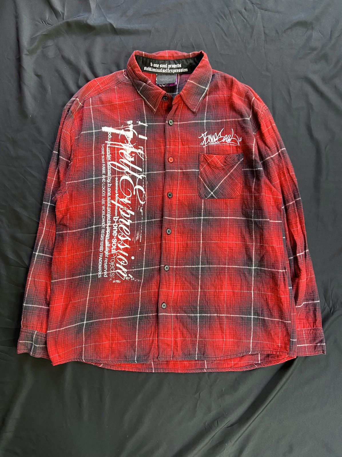 image of B One Soul Projects Subliminal Self Expression Button Shirt in Red, Men's (Size XL)