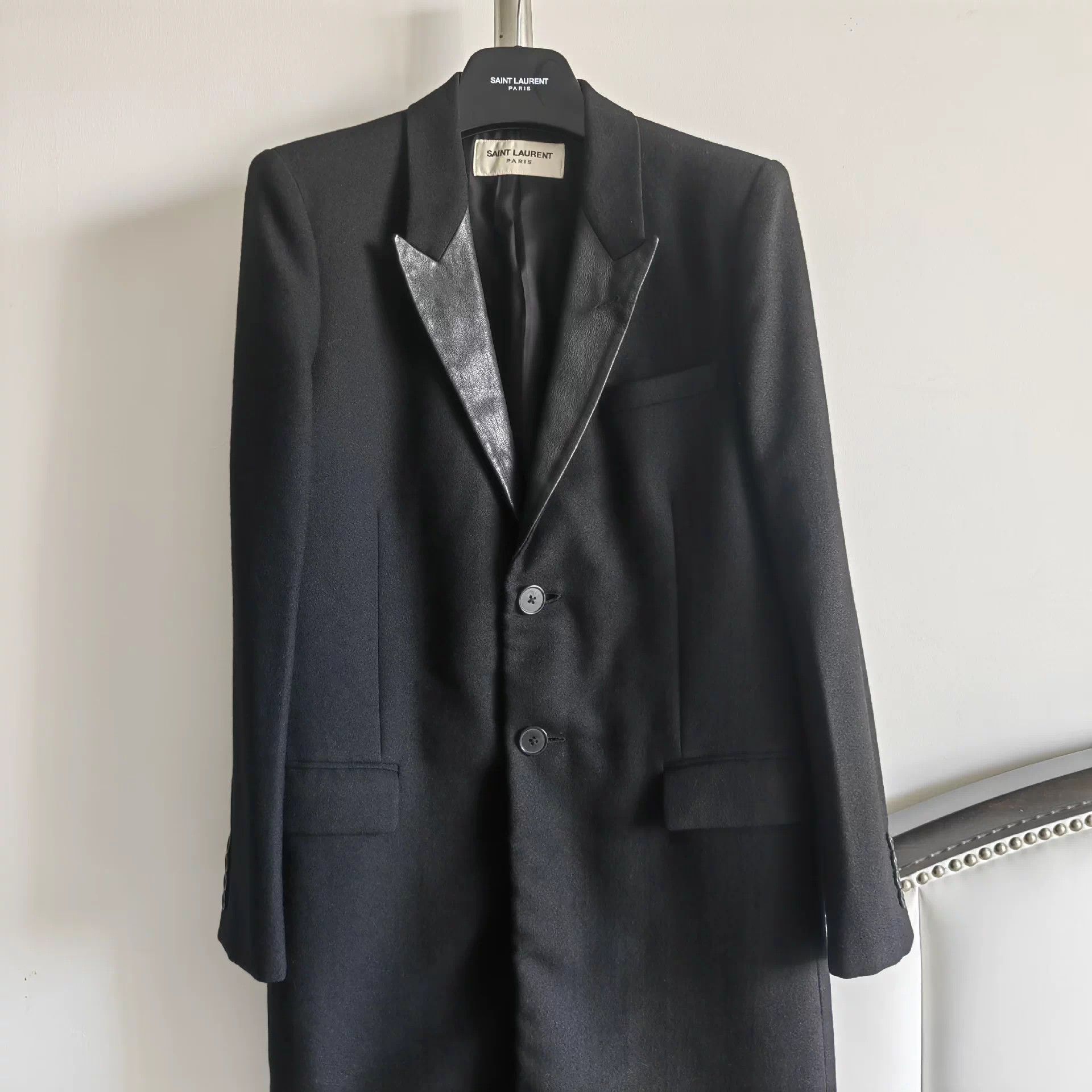 Saint Laurent Paris SLP 13FW Leather Collar Smoking Coat 48 9/10 Size 48S - 1 Thumbnail