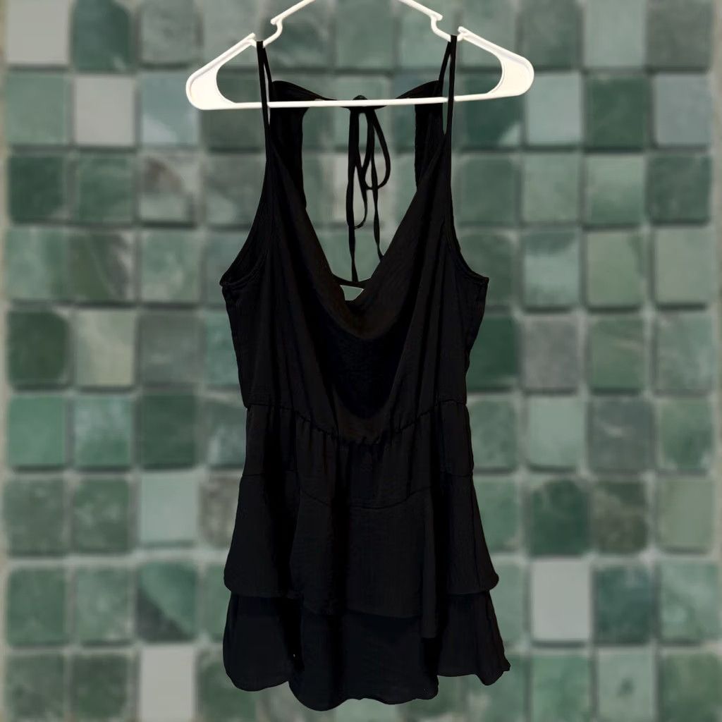 BCBGeneration VINTAGE BCBG Generation Black Dress Cowl Front Tie Neck Short Size M Women's Size 32" / US 10 / IT 46 - 1 Thumbnail