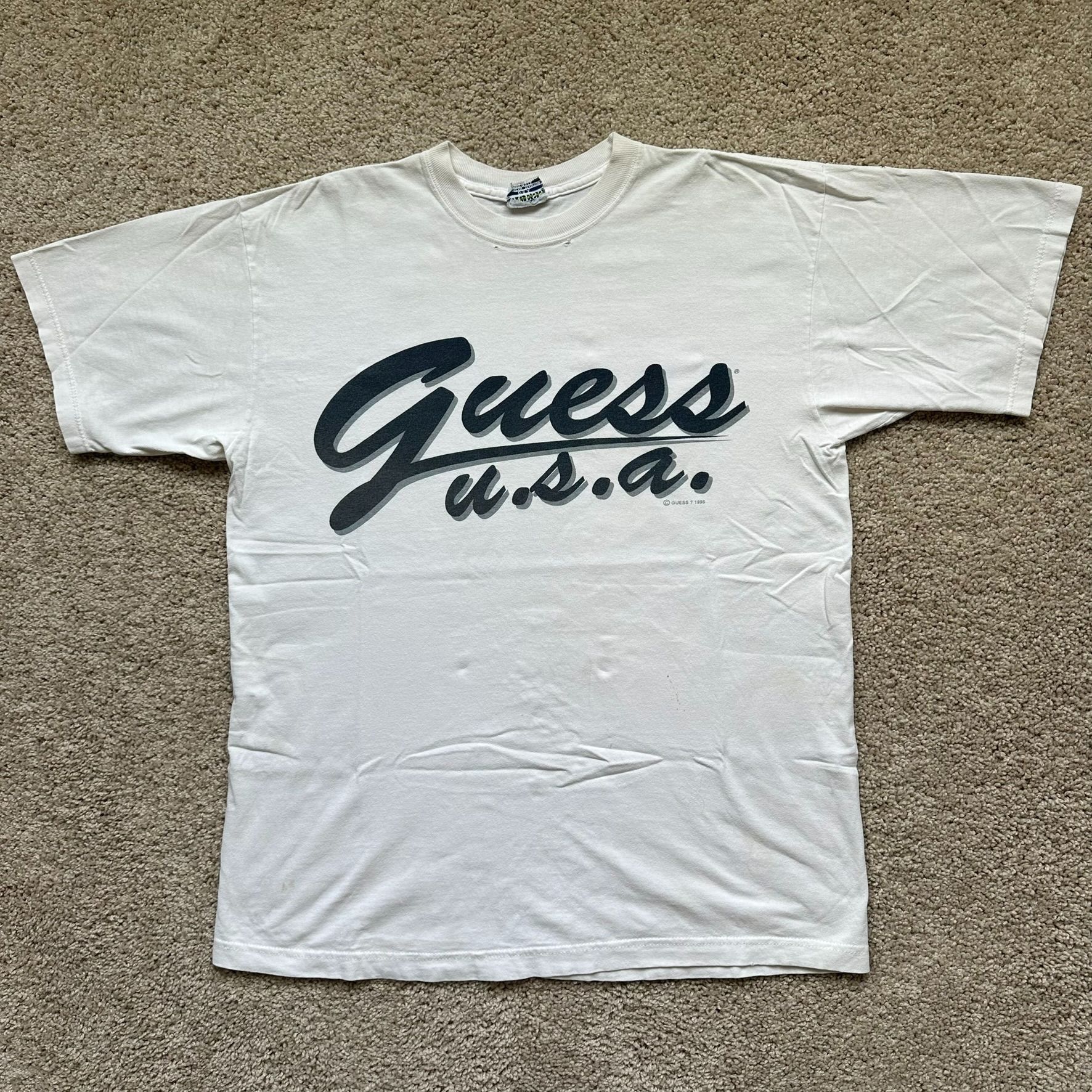 Guess Vintage 90s Guess USA Logo T-Shirt White Script Spell Out Size US M / EU 48-50 / 2 - 4 Thumbnail