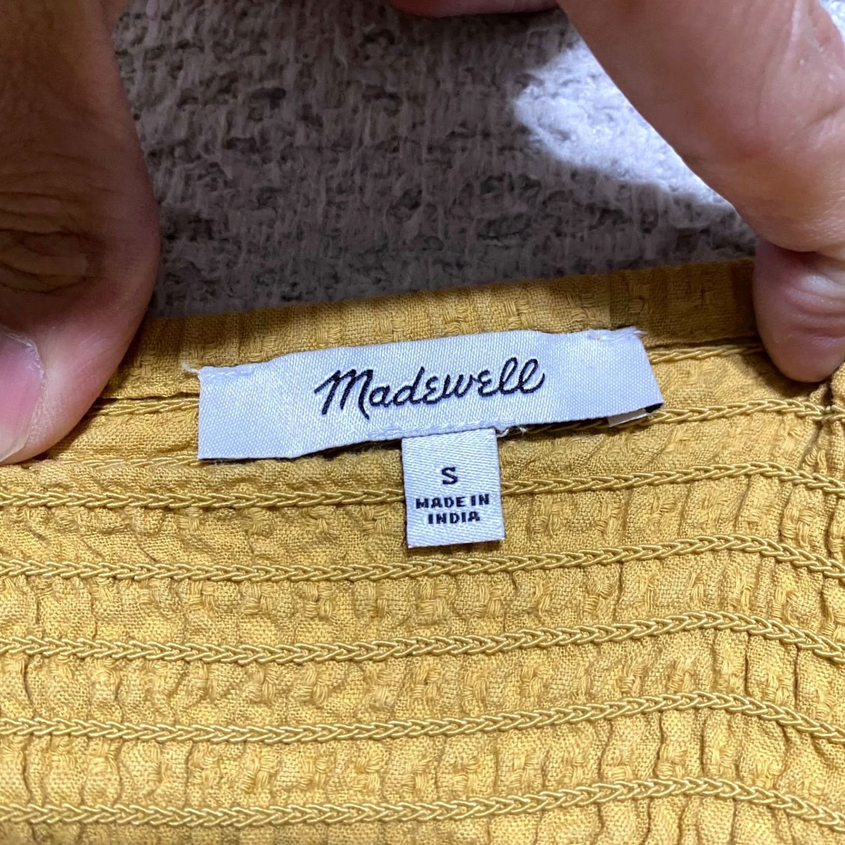 Madewell Madewell Womens Shirt Small Mustard Yellow Puff Sleeve Smocked Bodice Size S / US 4 / IT 40 - 3 Thumbnail