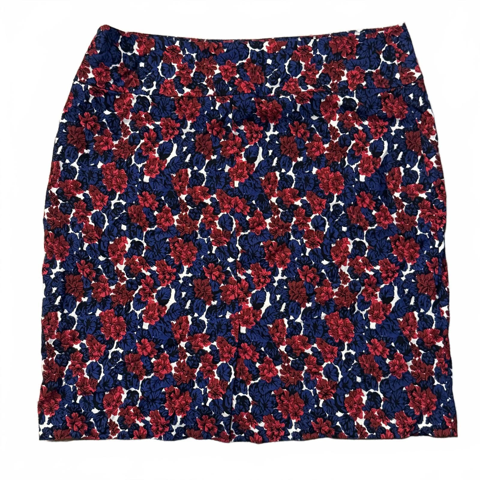 Designer Margaret M pull-on floral pencil skirt, navy/red – 1X Size 40" / US 18 - 2 Thumbnail