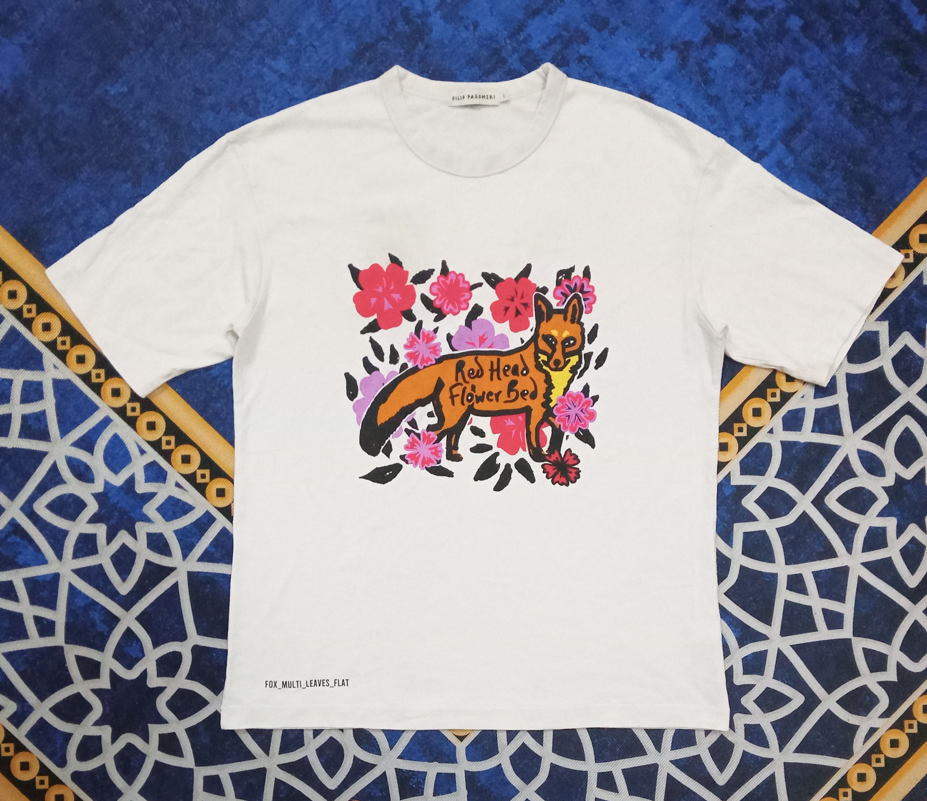Designer Filip Pagowski x Gu Red Head Flower Bed T Shirt Size US L / EU 52-54 / 3 - 1 Thumbnail