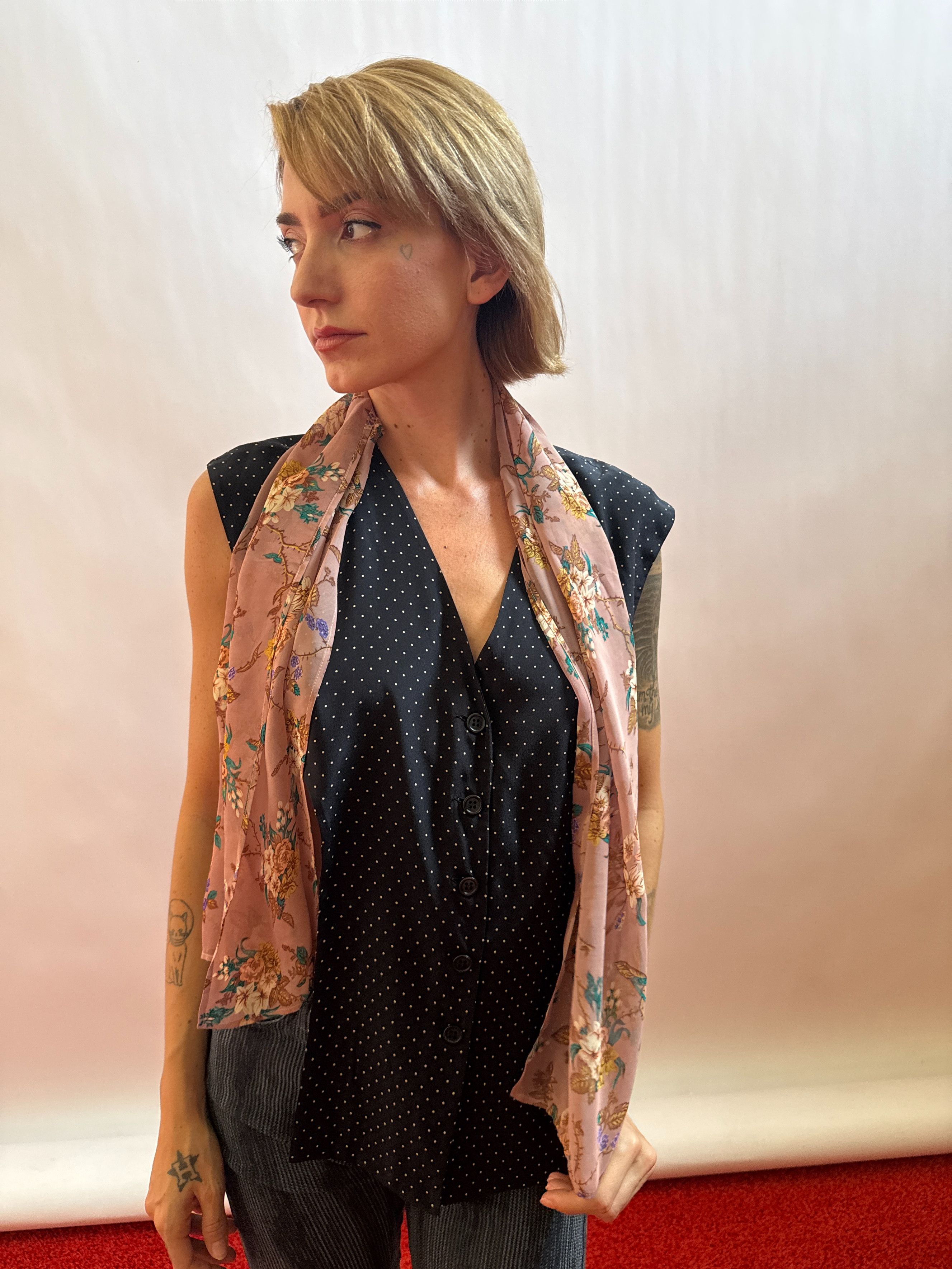 Dolce & Gabbana 1995 100% Silk top and attached Scarf Dolce Top w/ Size L / US 10 / IT 46 - 3 Thumbnail