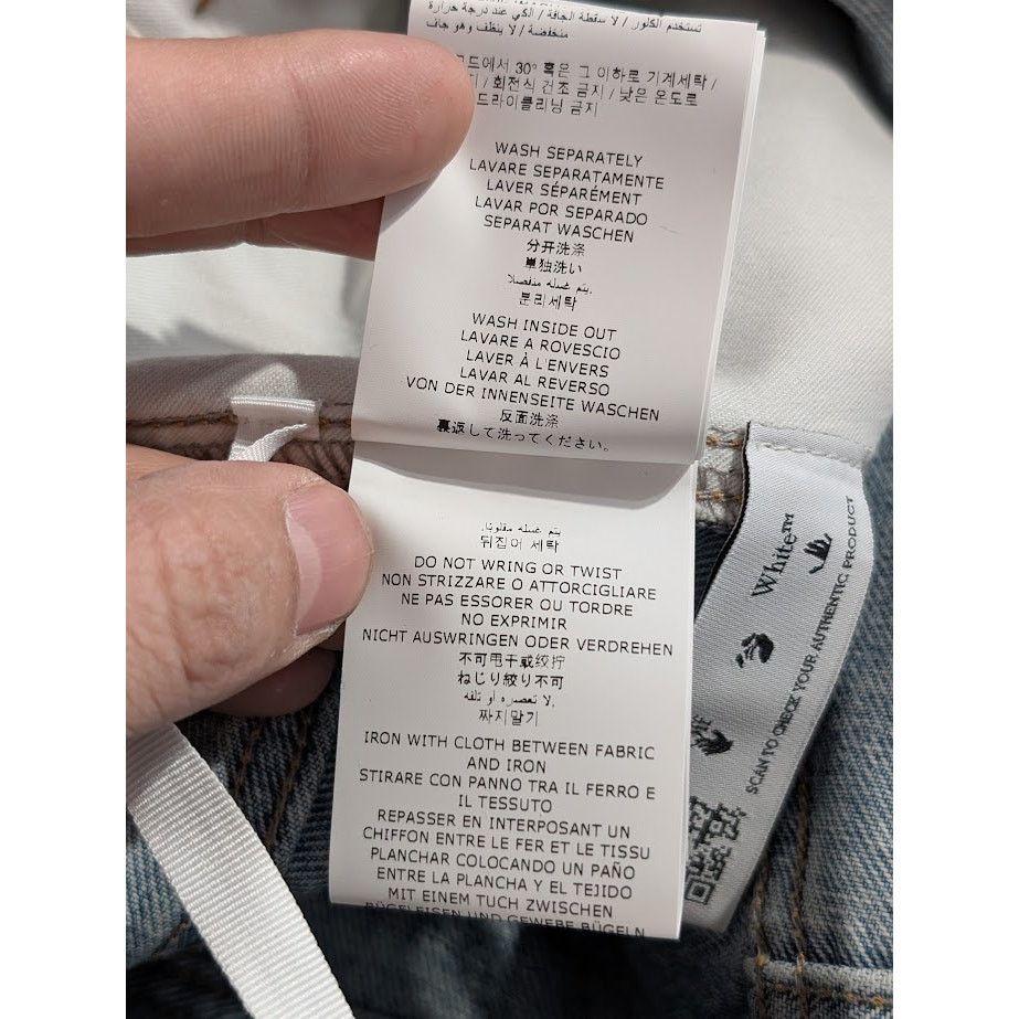 Off-White o1rshd1 Paint Wide Leg Tapered Jeans in Blue Size US 36 / EU 52 - 17 Thumbnail