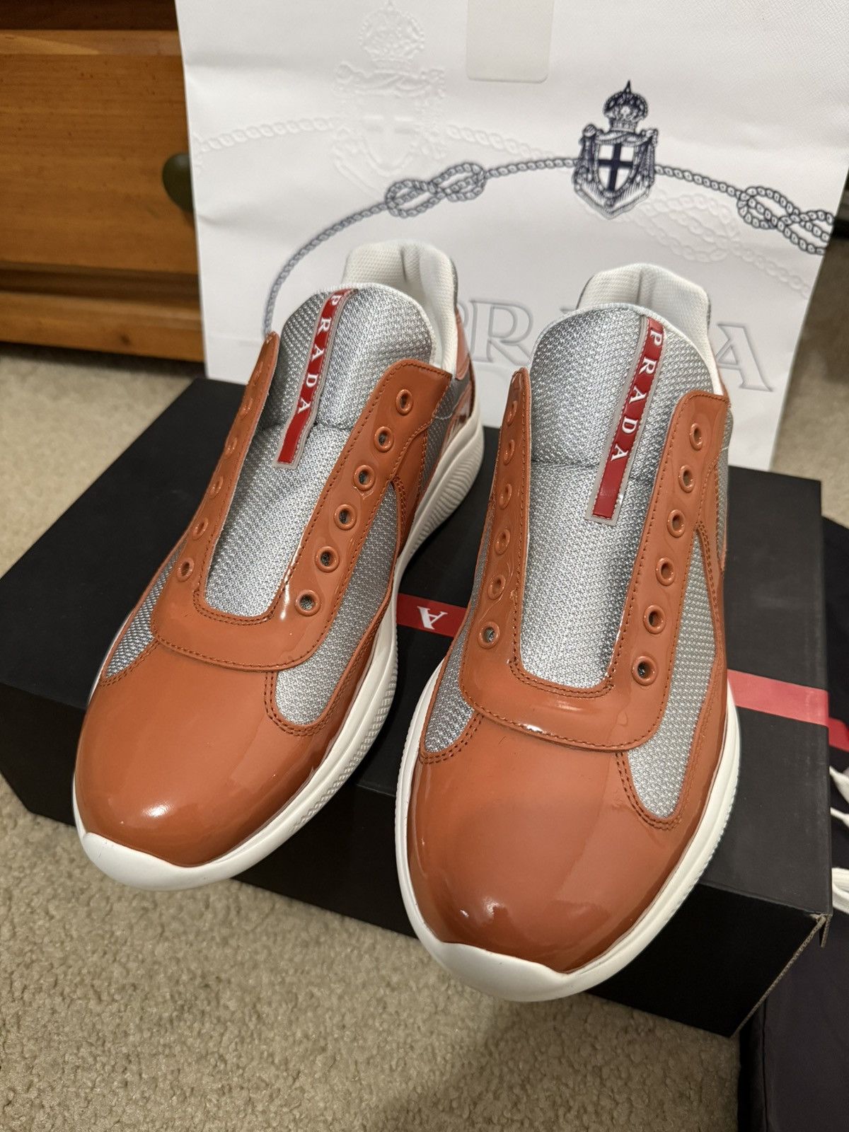 Prada Orange Prada American Cup Sneakers Size US 10 / EU 43 - 1 Thumbnail