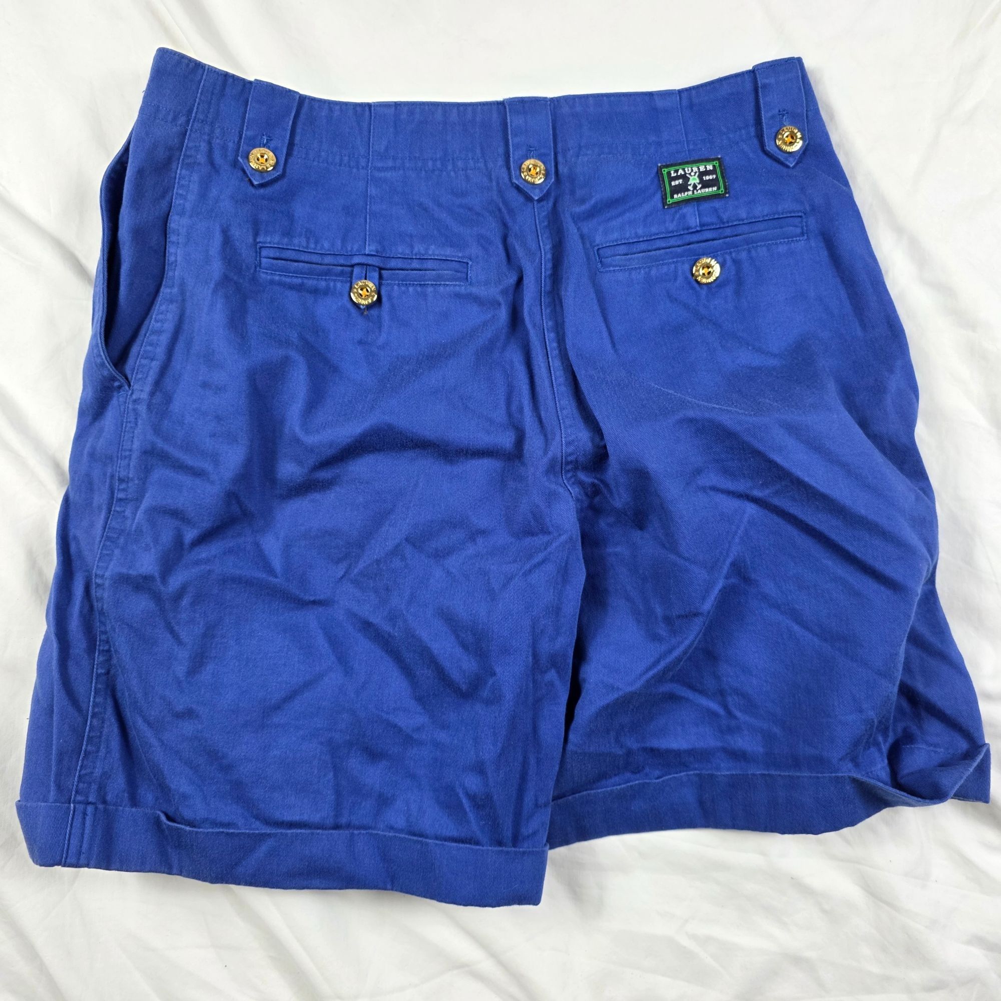 Lauren Ralph Lauren Lauren Ralph Lauren Womens Size 10 Blue Cuffed Shorts Gold B Size 32" / US 10 / IT 46 - 2 Thumbnail