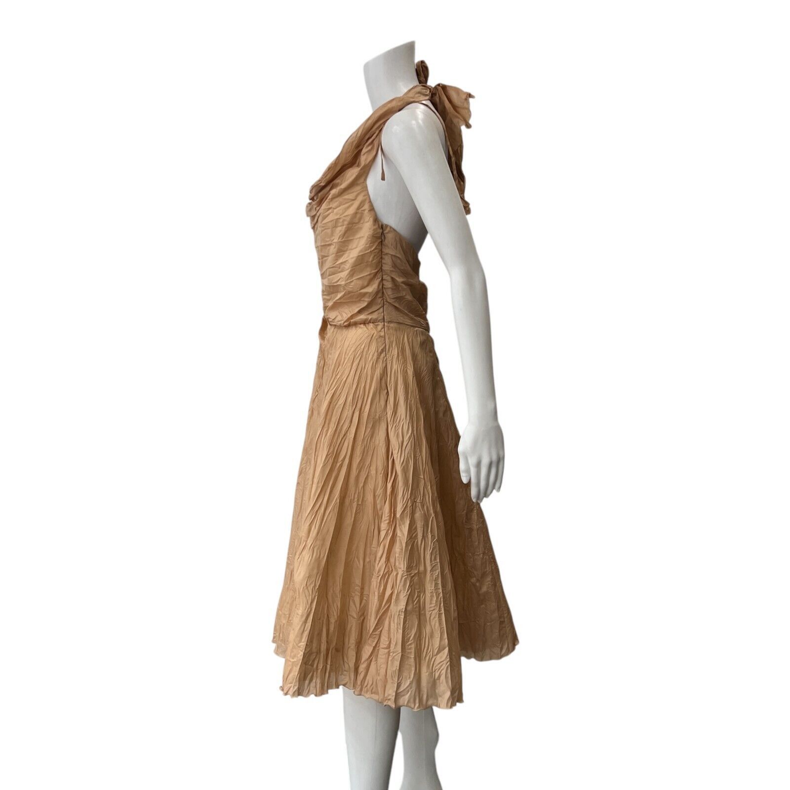Celine $1229 NWT CELINE Dusty Orange Silk Blend Ruched Dress Size M / US 6-8 / IT 42-44 - 3 Thumbnail