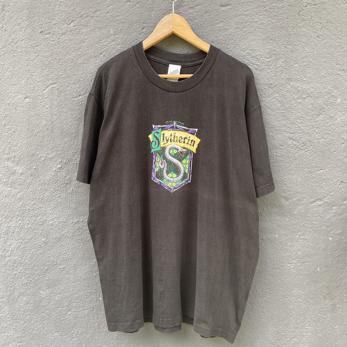 💥SICK💥THRASHED FADED VINTAGE Y2K Slytherin Harry Potter TEE