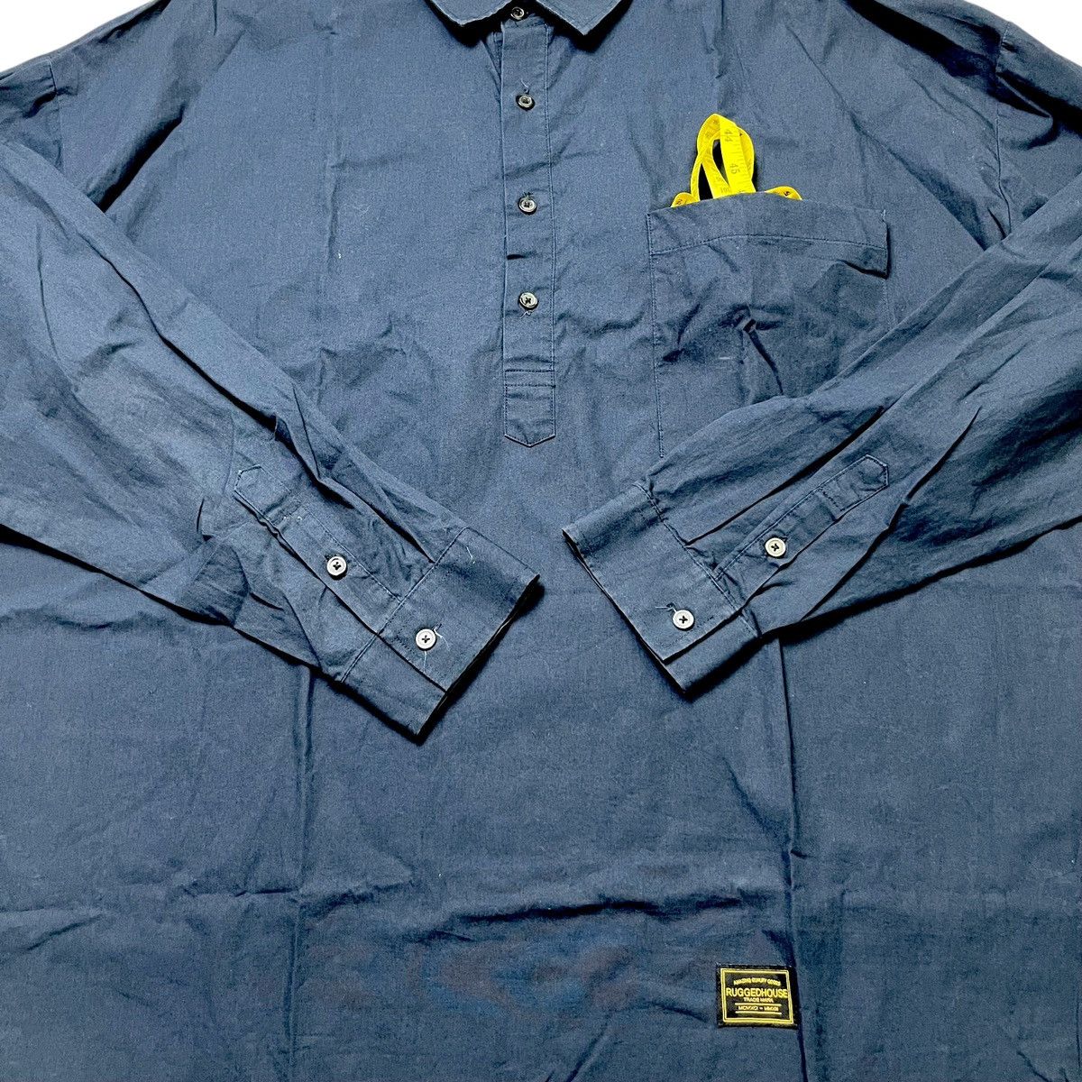 Kapital Rugged House Pullover Shirt | Navy Issey miyake vibes Size US XL / EU 56 / 4 - 4 Thumbnail