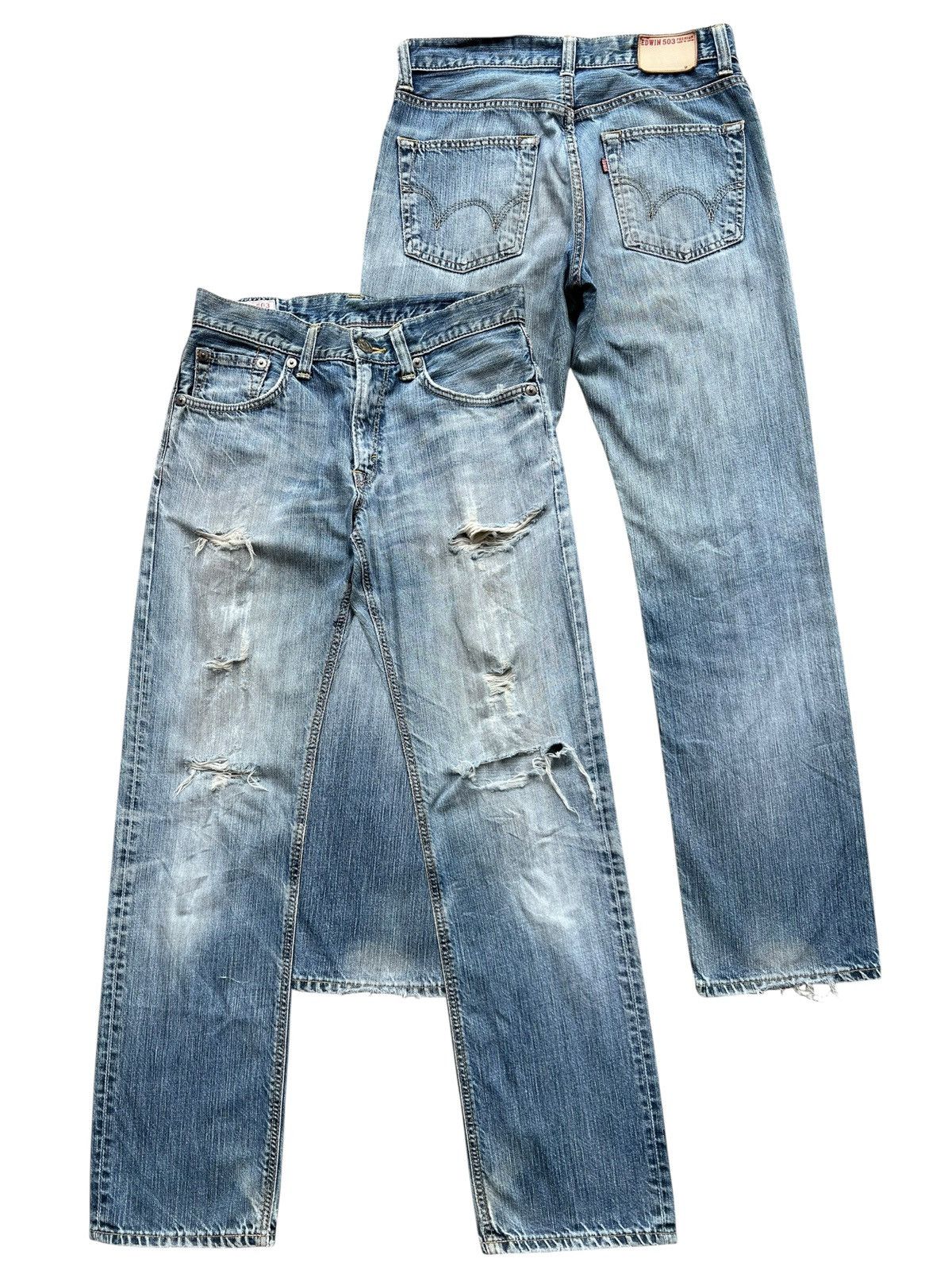Vintage Edwin Japan StraightCut Distressed Denim Jeans 31x31