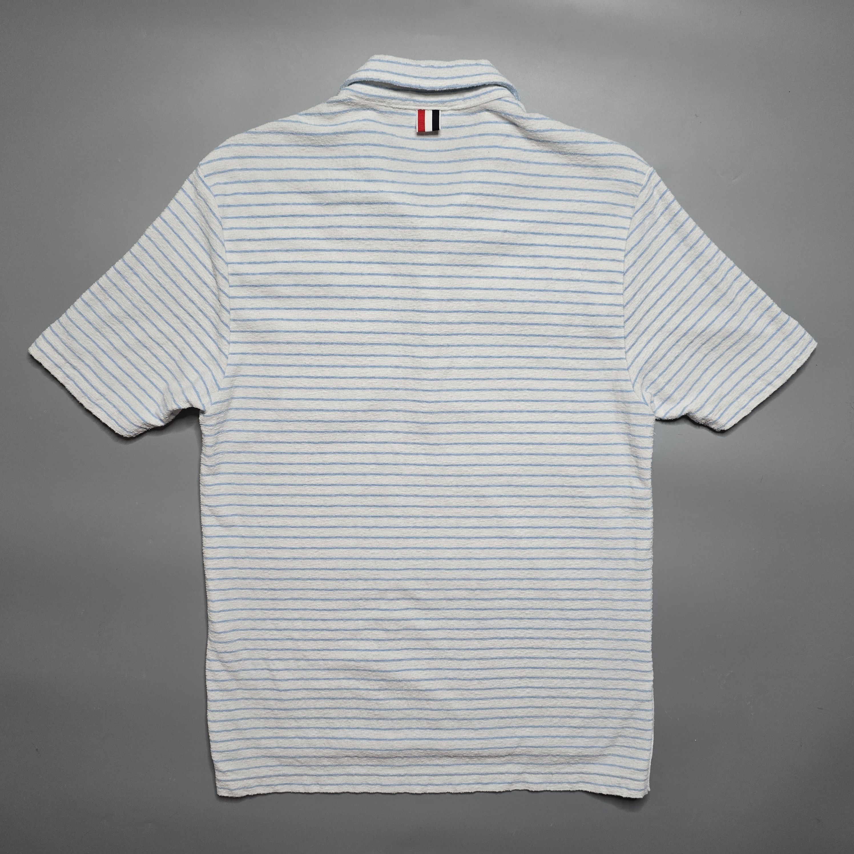 Thom Browne Thom Browne - Textured Stripe Relaxed Fit Polo Size US M / EU 48-50 / 2 - 2 Thumbnail