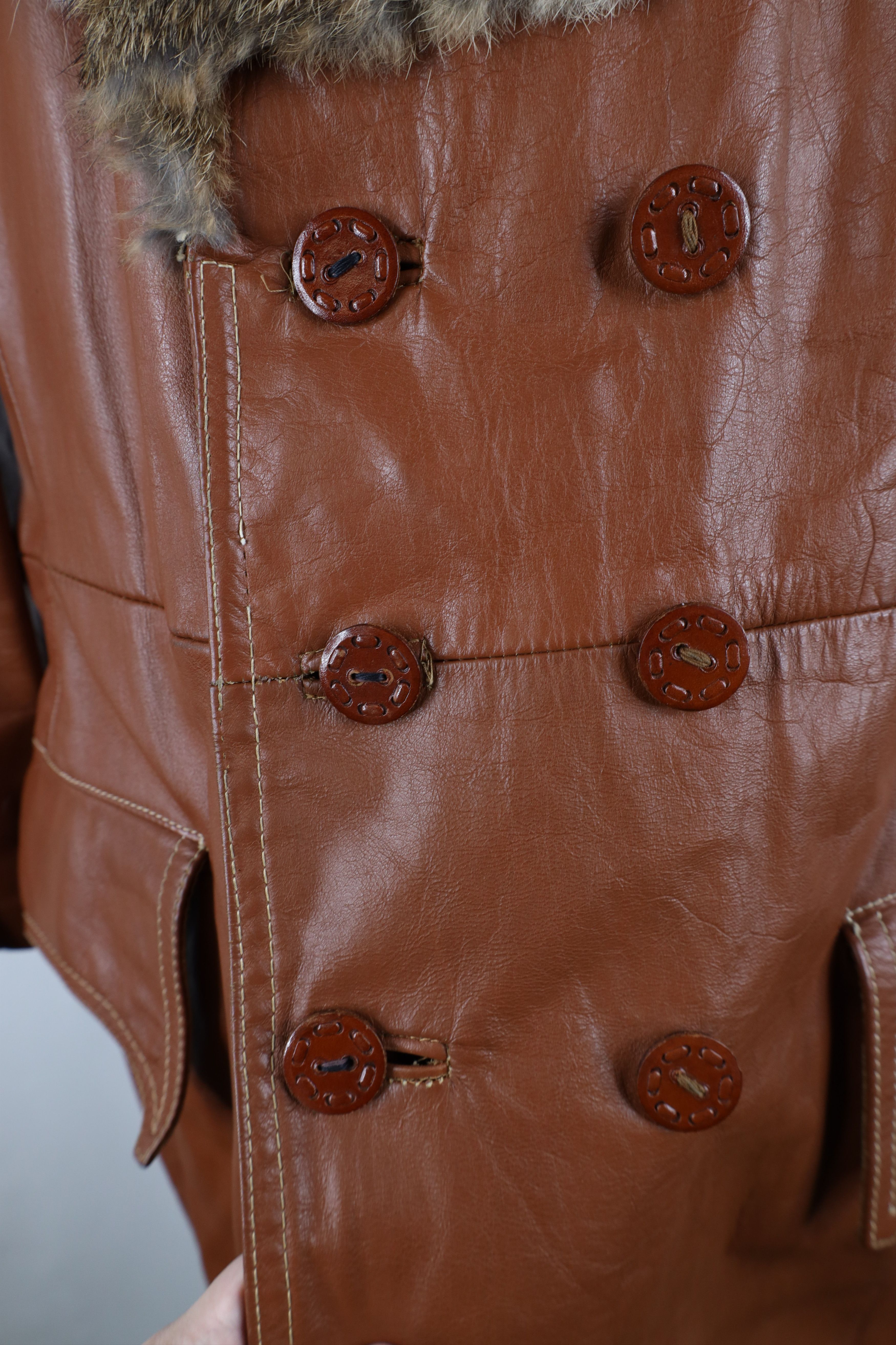 Vintage Vintage 60s 70s Streetwear Trim Leather Trench Coat Jacket Size US XL / EU 56 / 4 - 7 Thumbnail